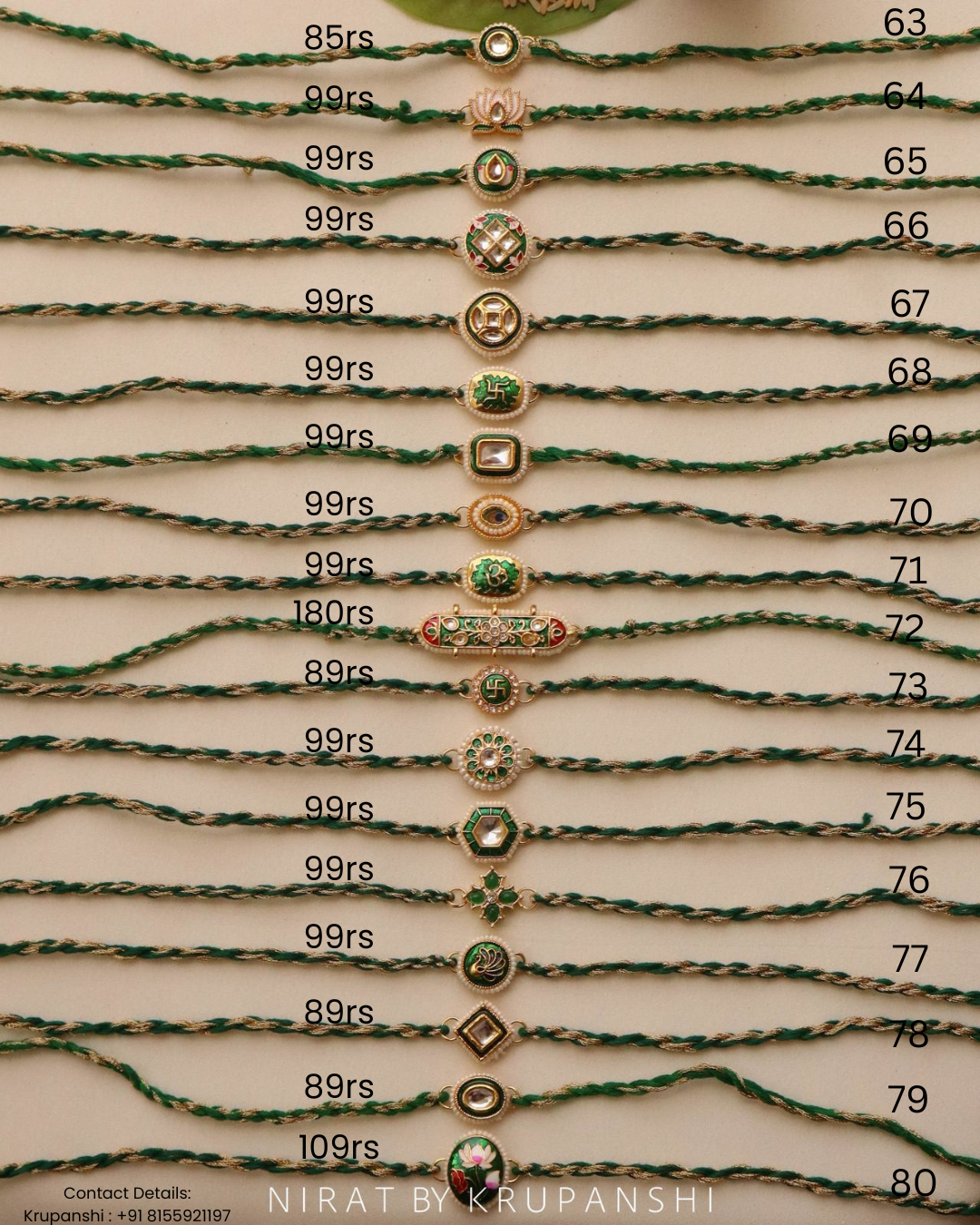 Green-Gold Thread Rakhi