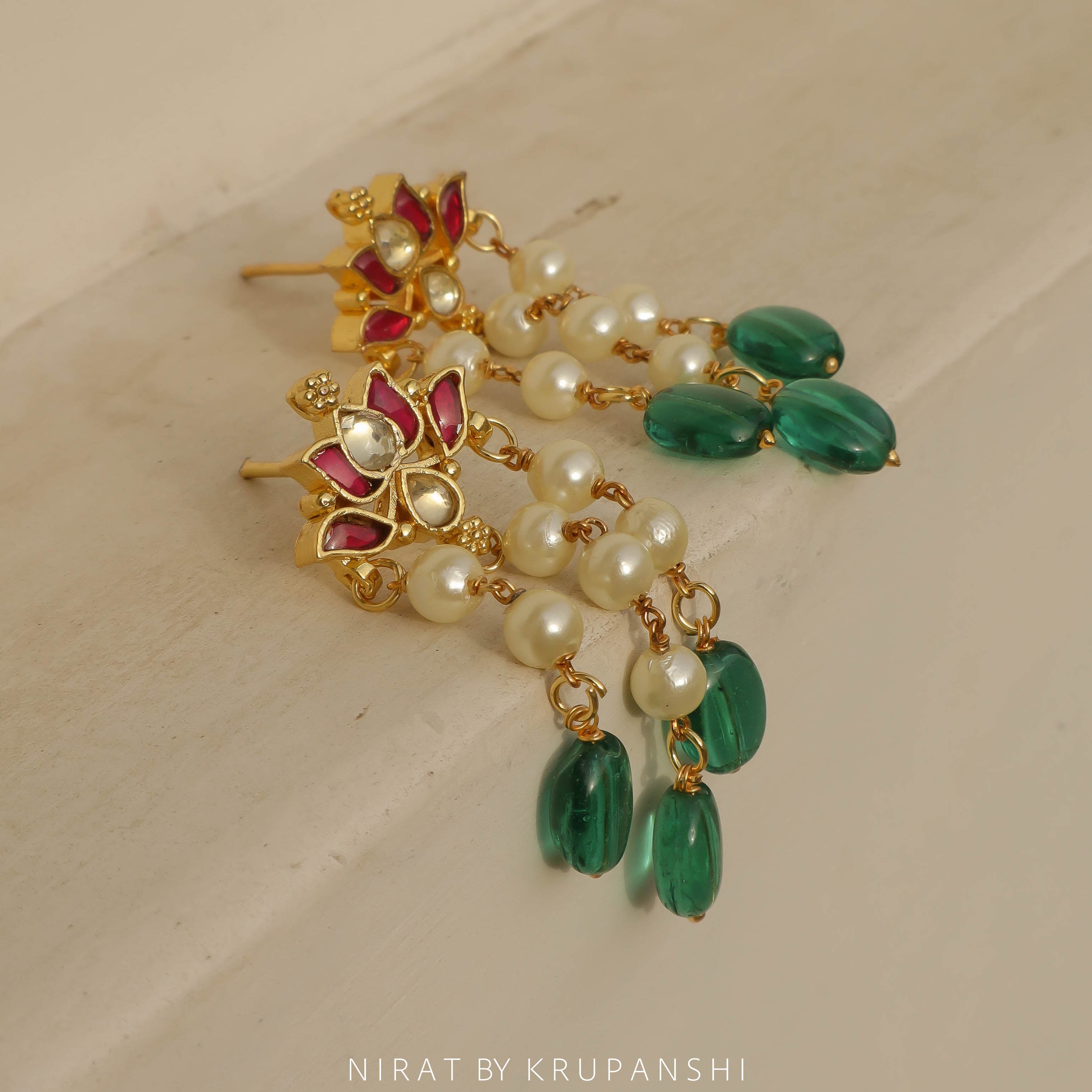 Lotus Hanging Kundan Earring
