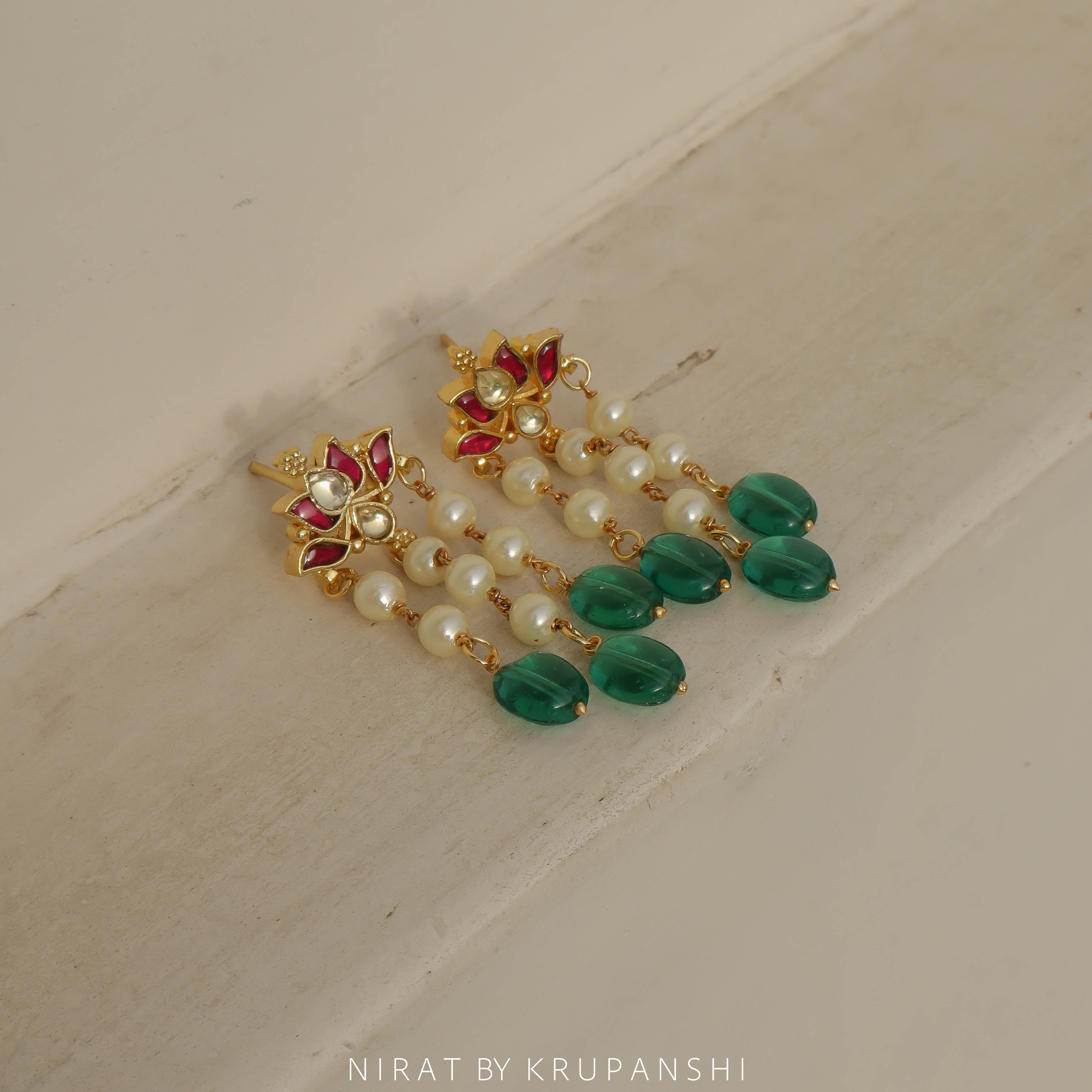 Lotus Hanging Kundan Earring