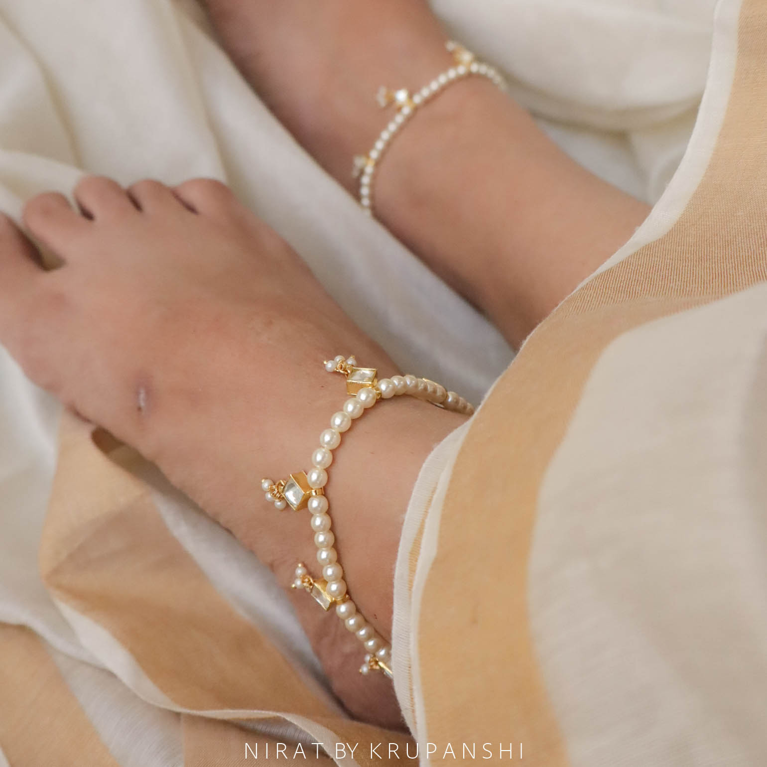 Pearl Kundan Anklet