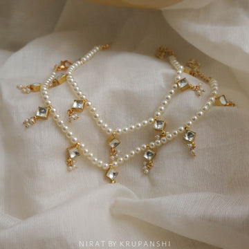 Pearl Kundan Anklet