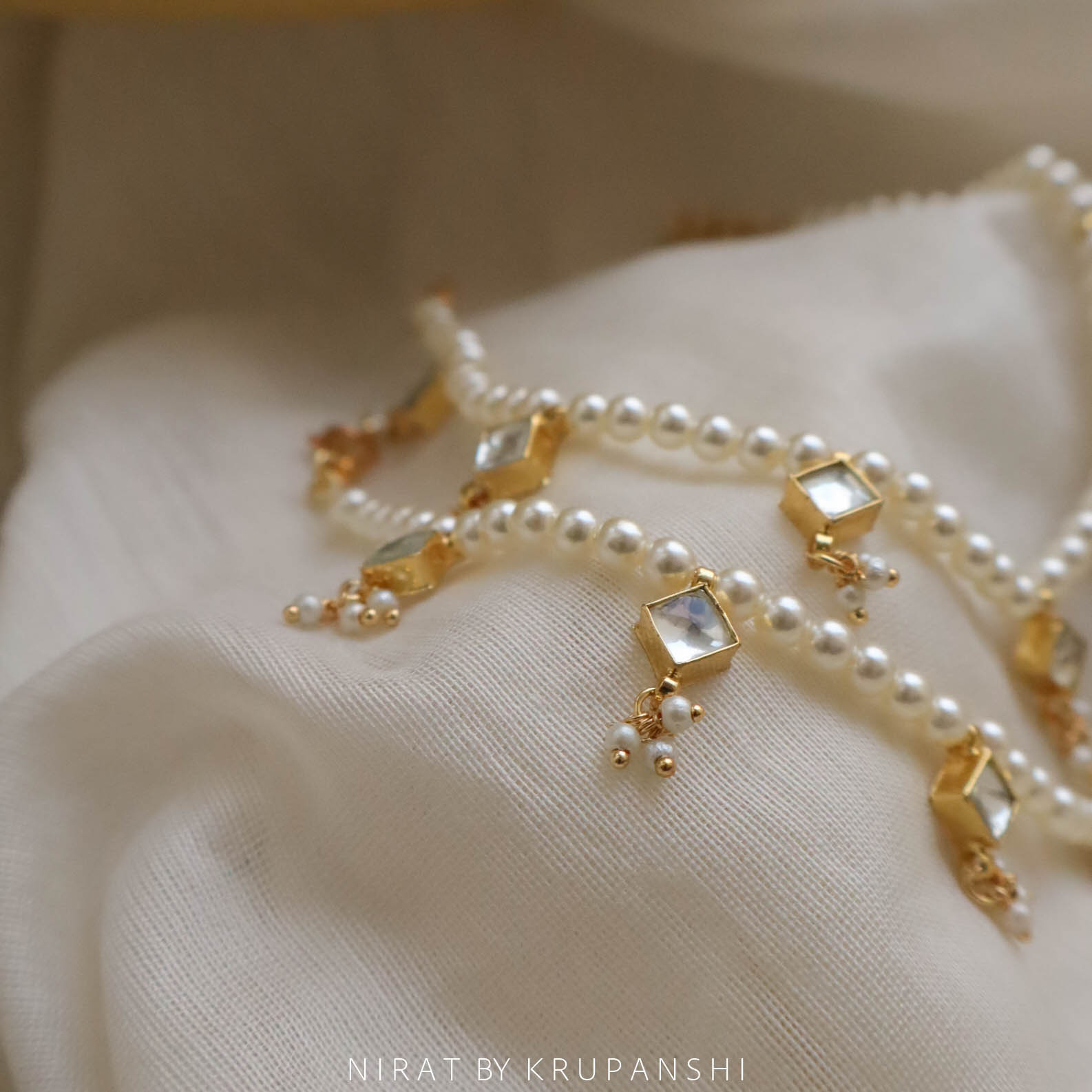 Pearl Kundan Anklet