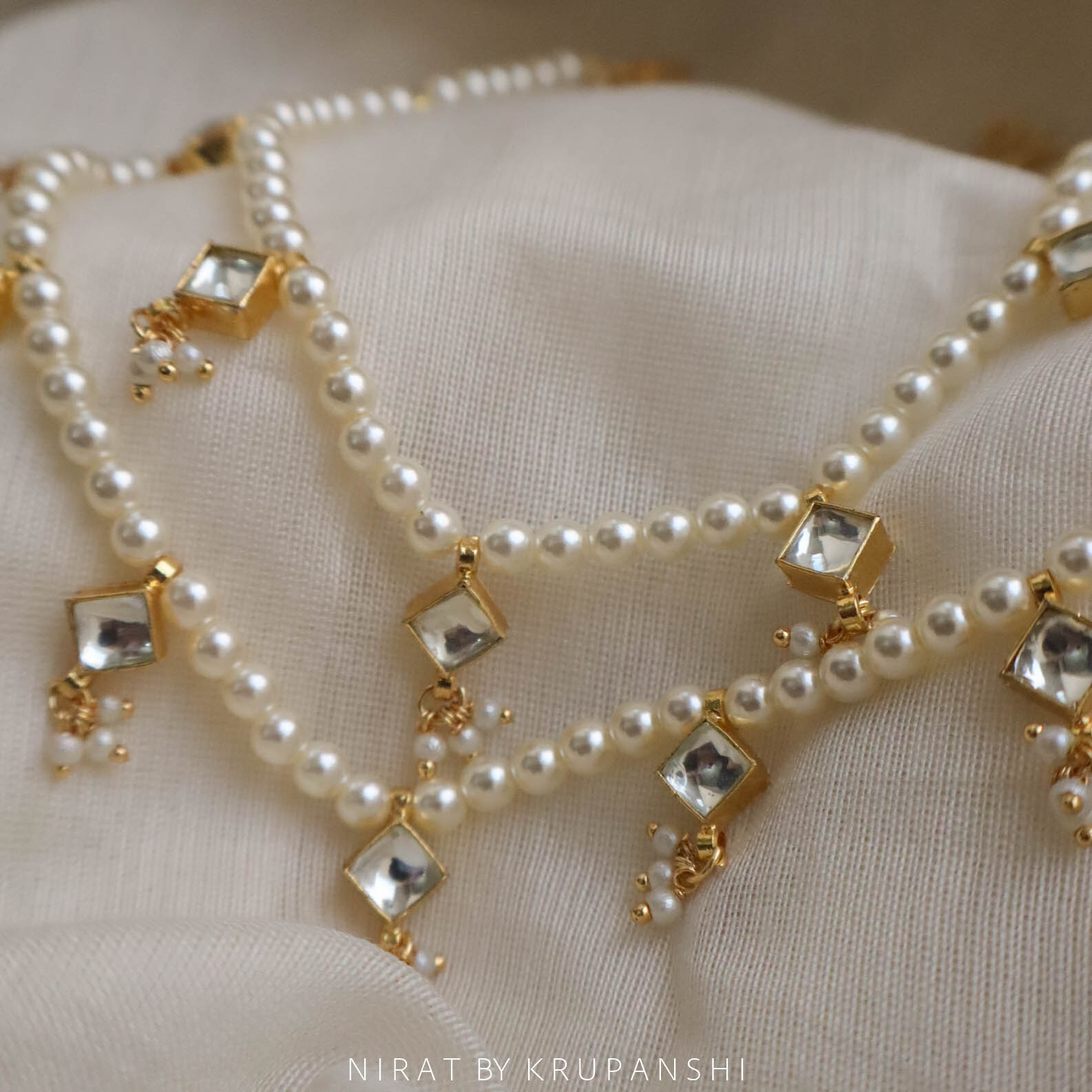 Pearl Kundan Anklet