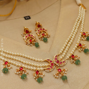 Pink Chand with Kharbuja Stones Choker with Earring
