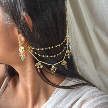 Kalika - Pink Green Monalisa Stone Earchain