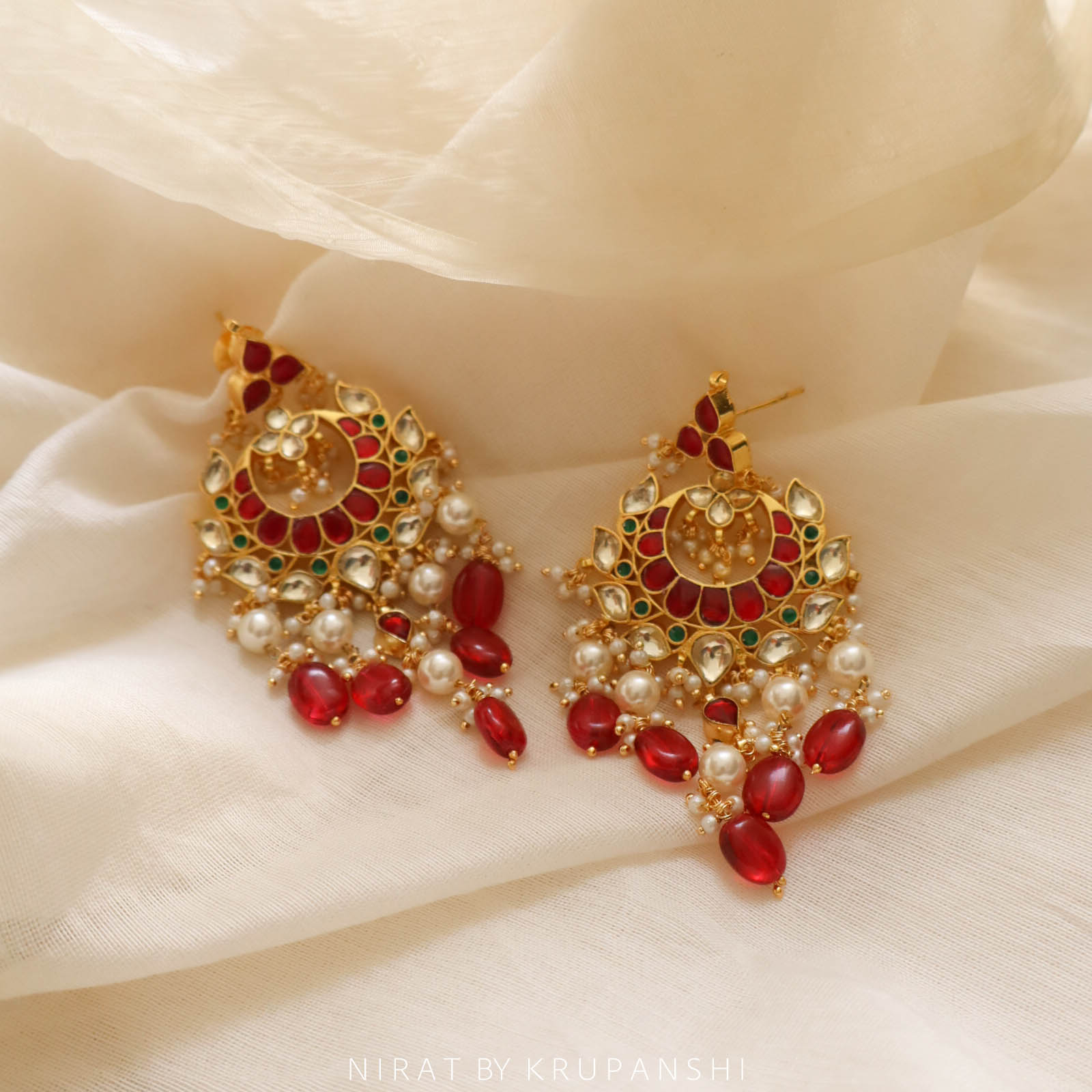 Kamal Red Stone Earring