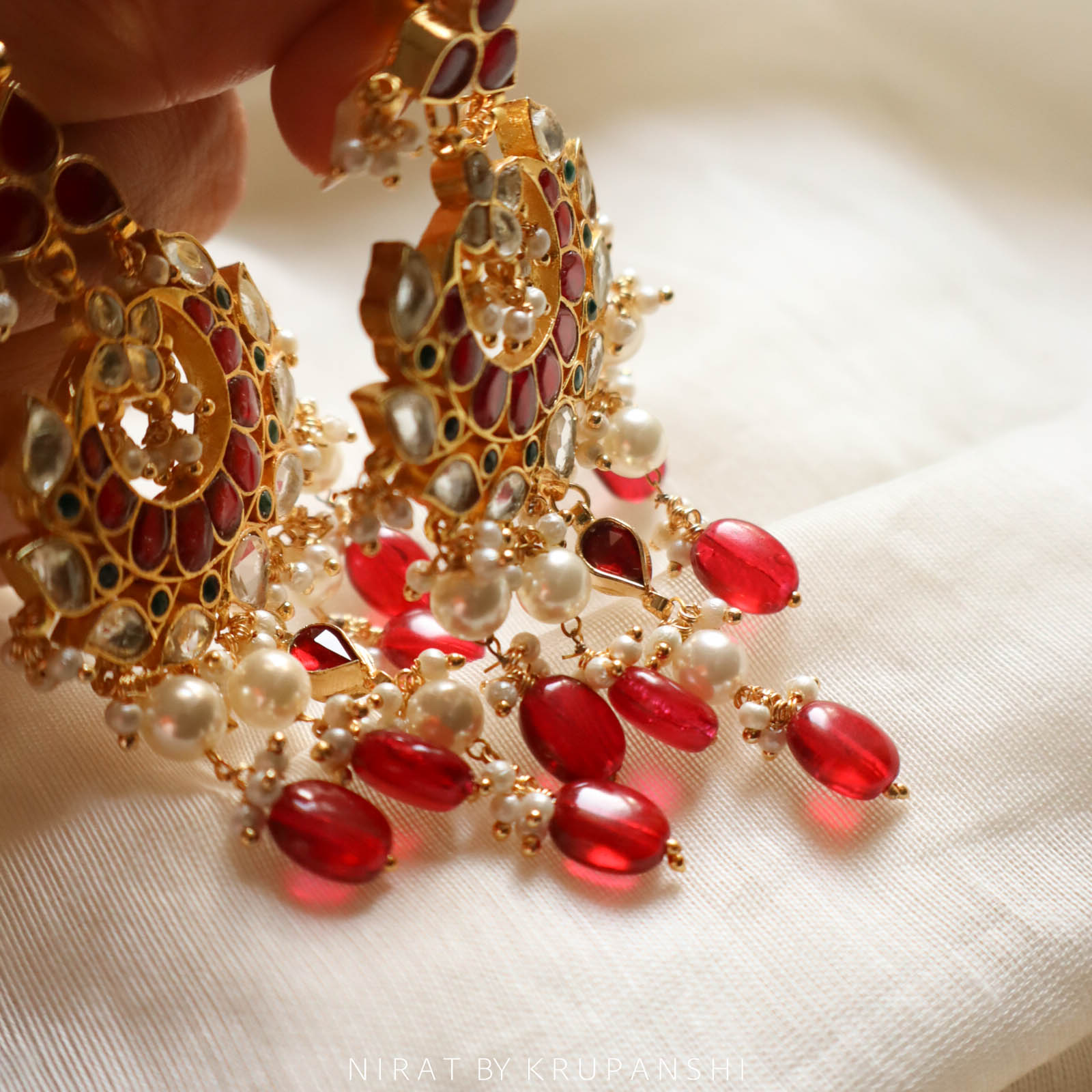 Kamal Red Stone Earring