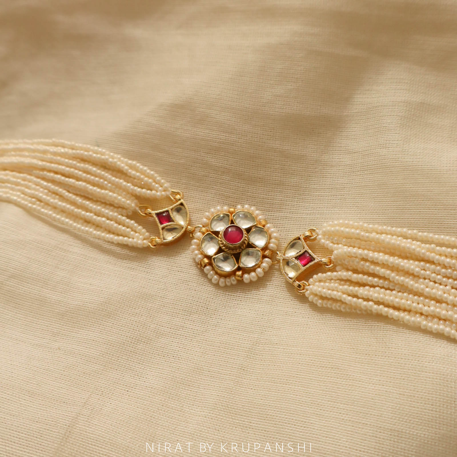 Sagara-Muktika Choker - 18 strands Kidiya Moti Kundan Choker