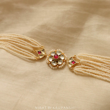 Sagara-Muktika Choker - 18 strands Kidiya Moti Kundan Choker