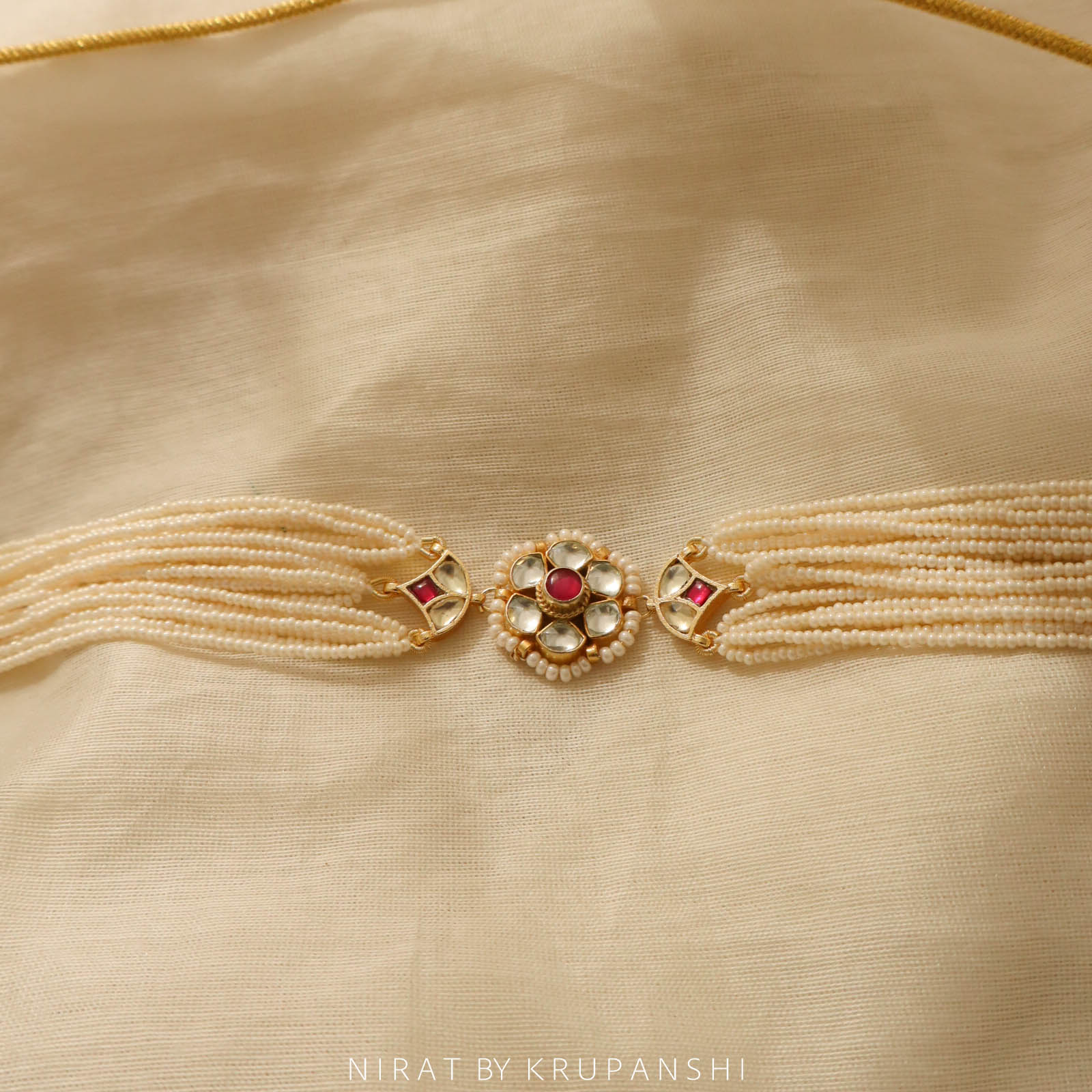 Sagara-Muktika Choker - 18 strands Kidiya Moti Kundan Choker