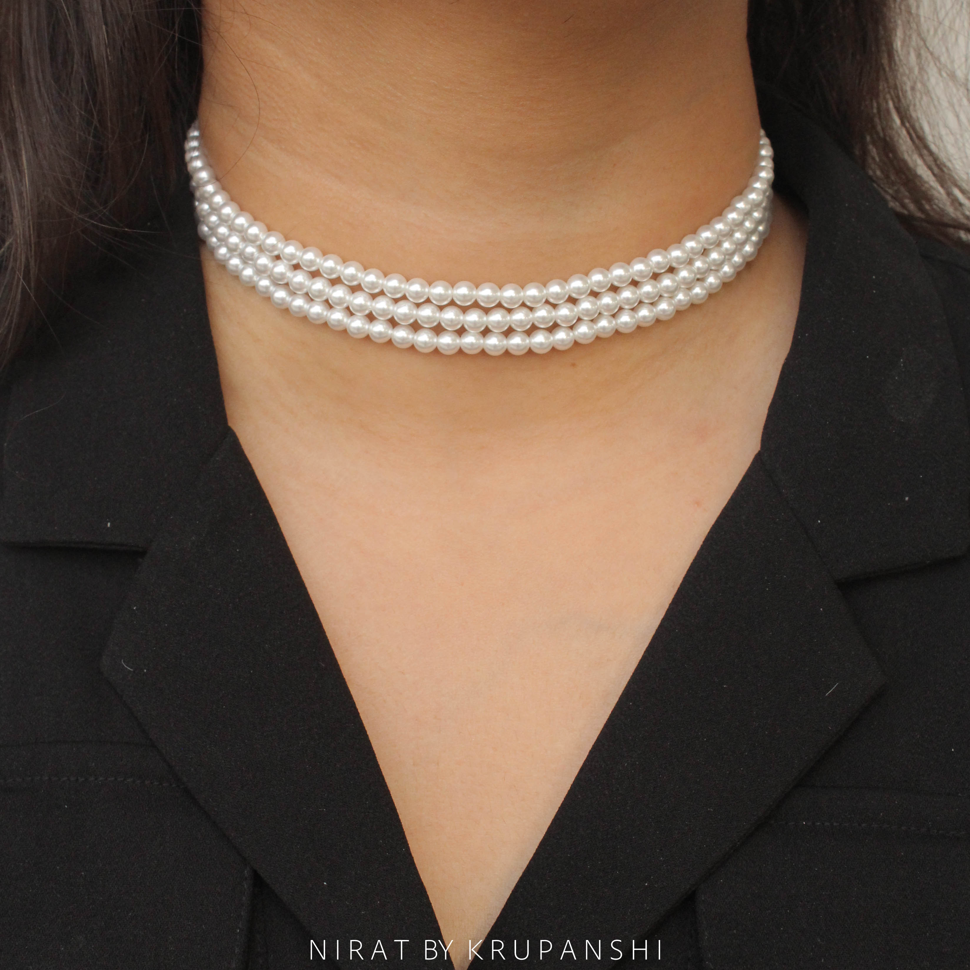 Three Layered Pearl Choker