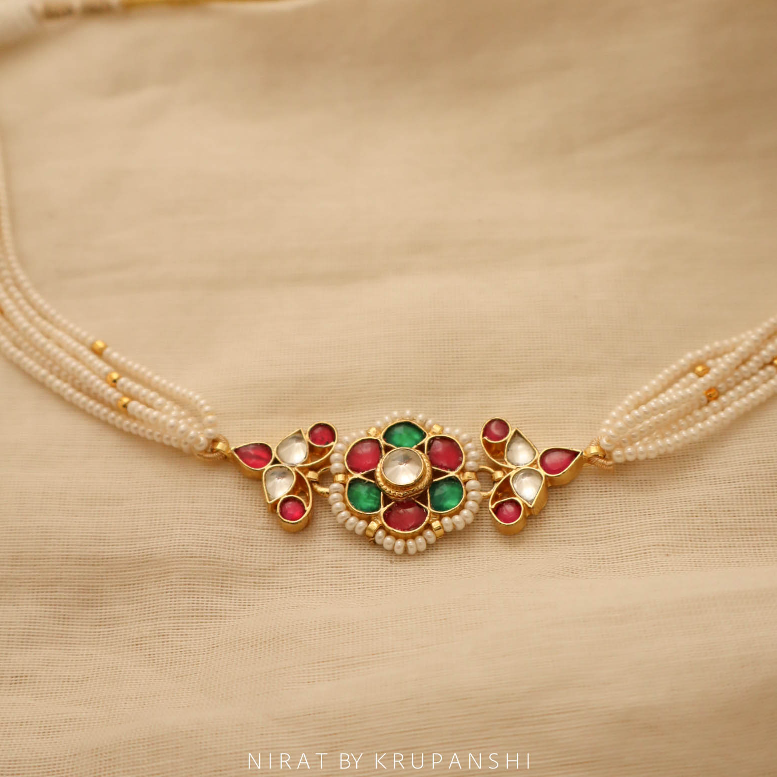 Latika - Rani Green flower petal choker