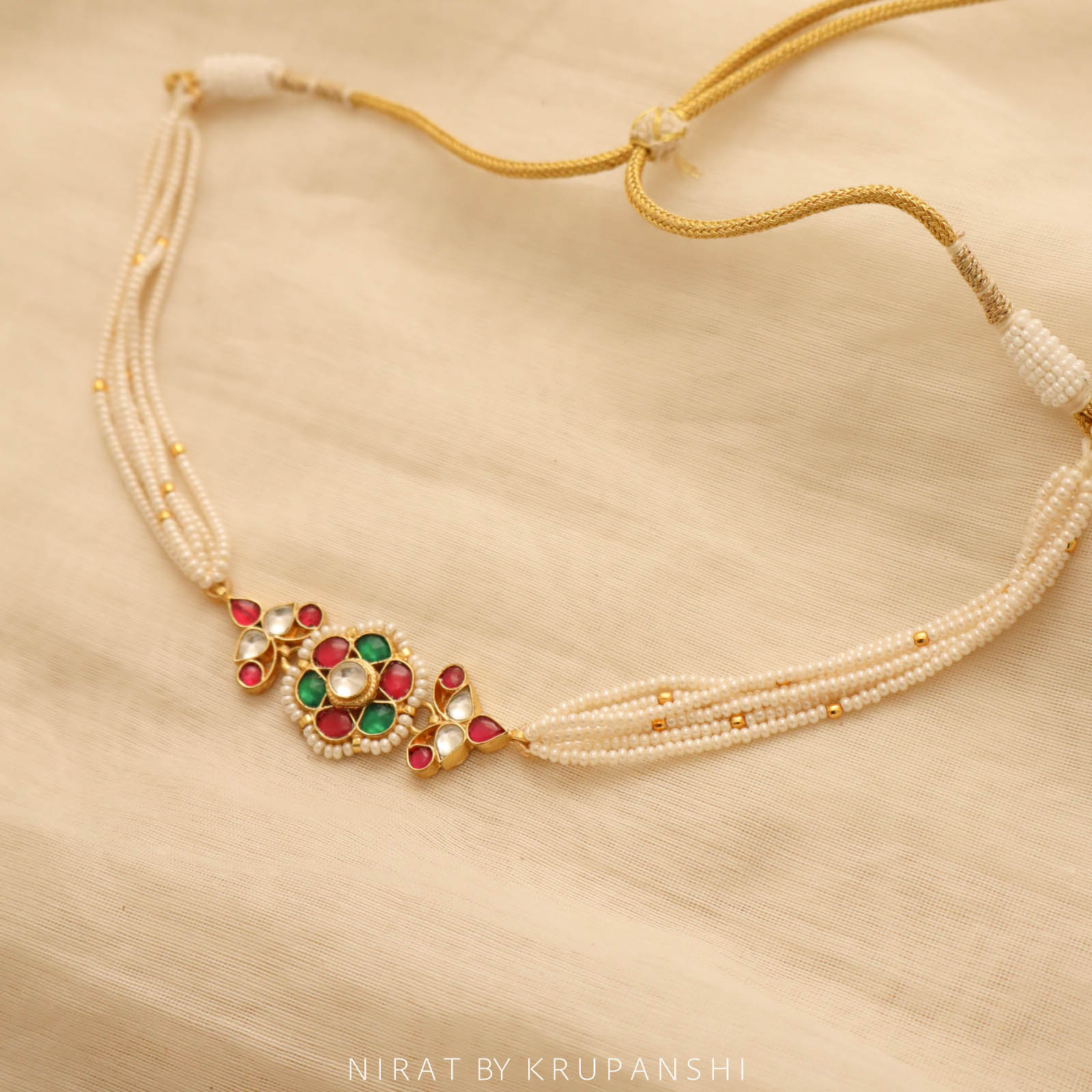 Latika - Rani Green flower petal choker
