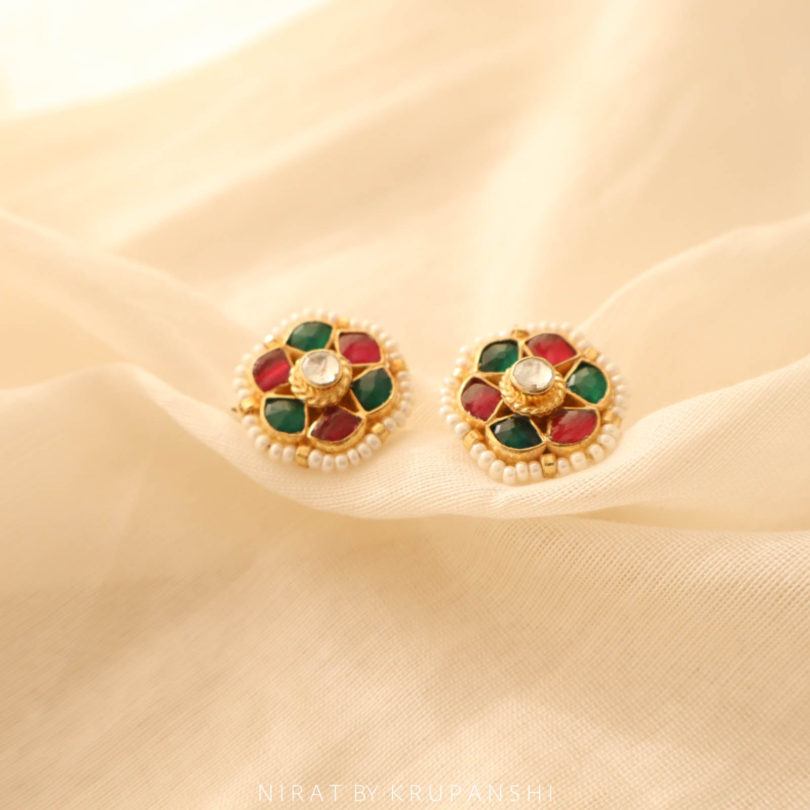 Rani Green Flower Stud