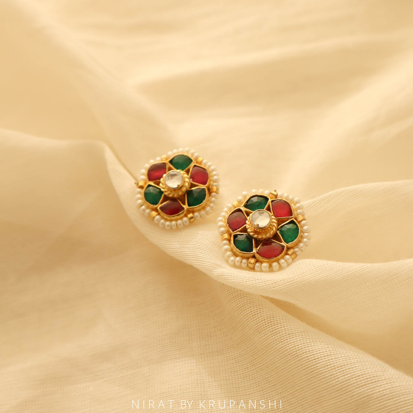 Rani Green Flower Stud