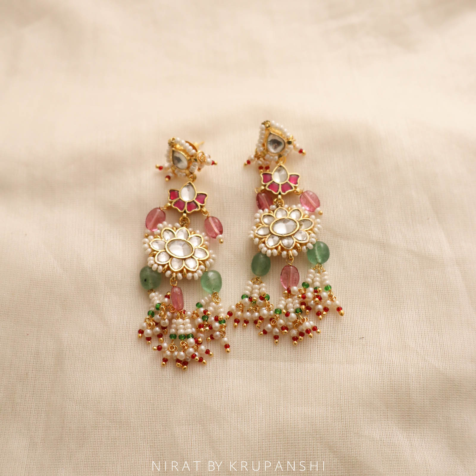 Gulistan - Sunflower earring with Natural stones