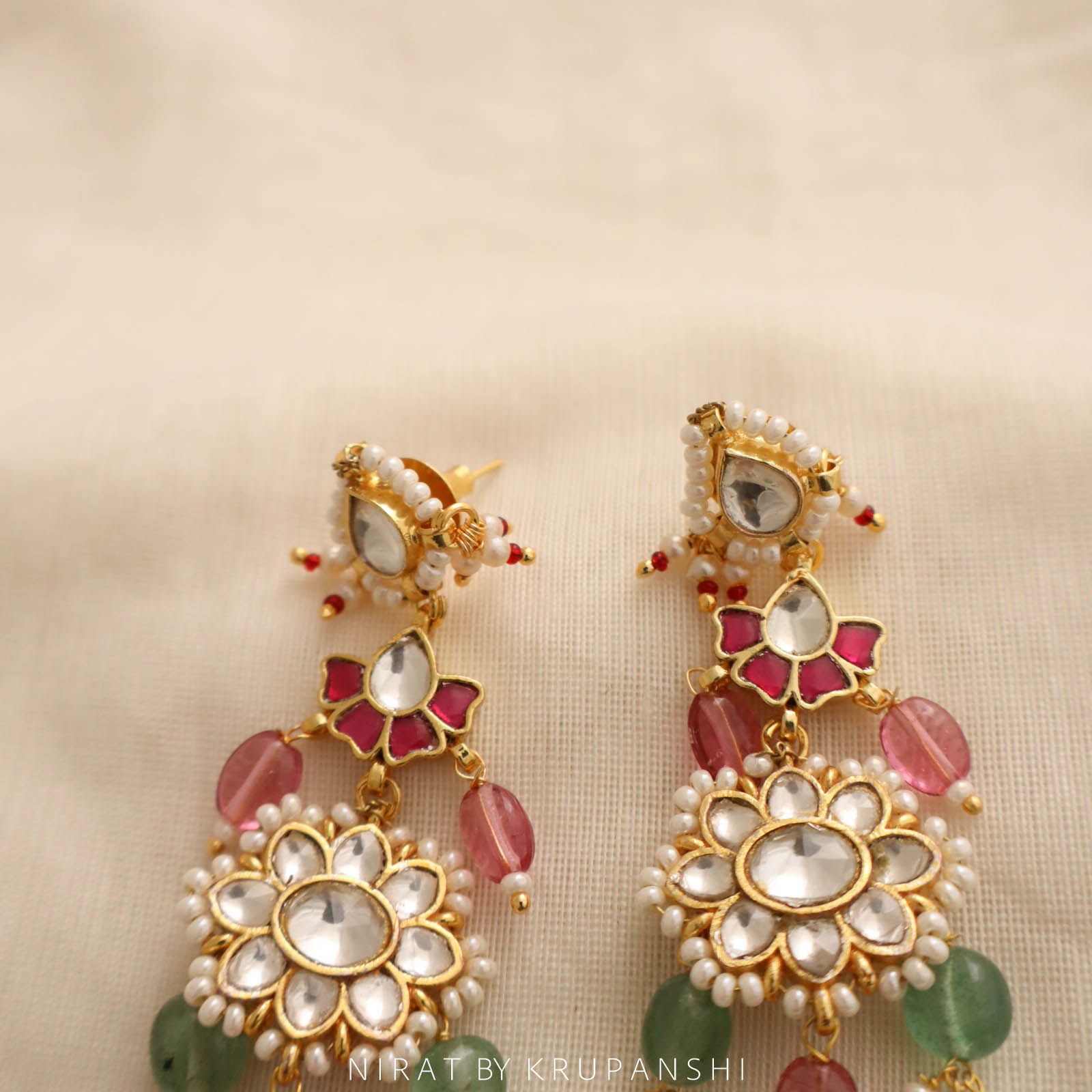 Gulistan - Sunflower earring with Natural stones