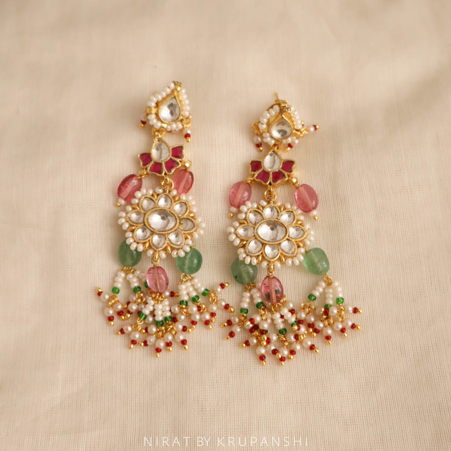 Gulistan - Sunflower earring with Natural stones