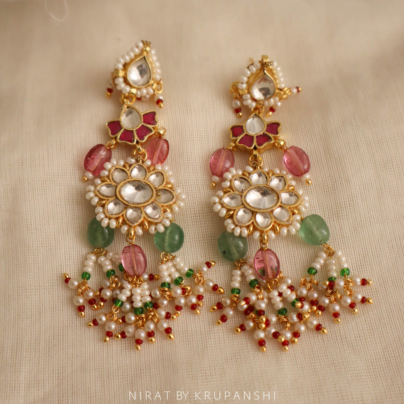 Gulistan - Sunflower earring with Natural stones