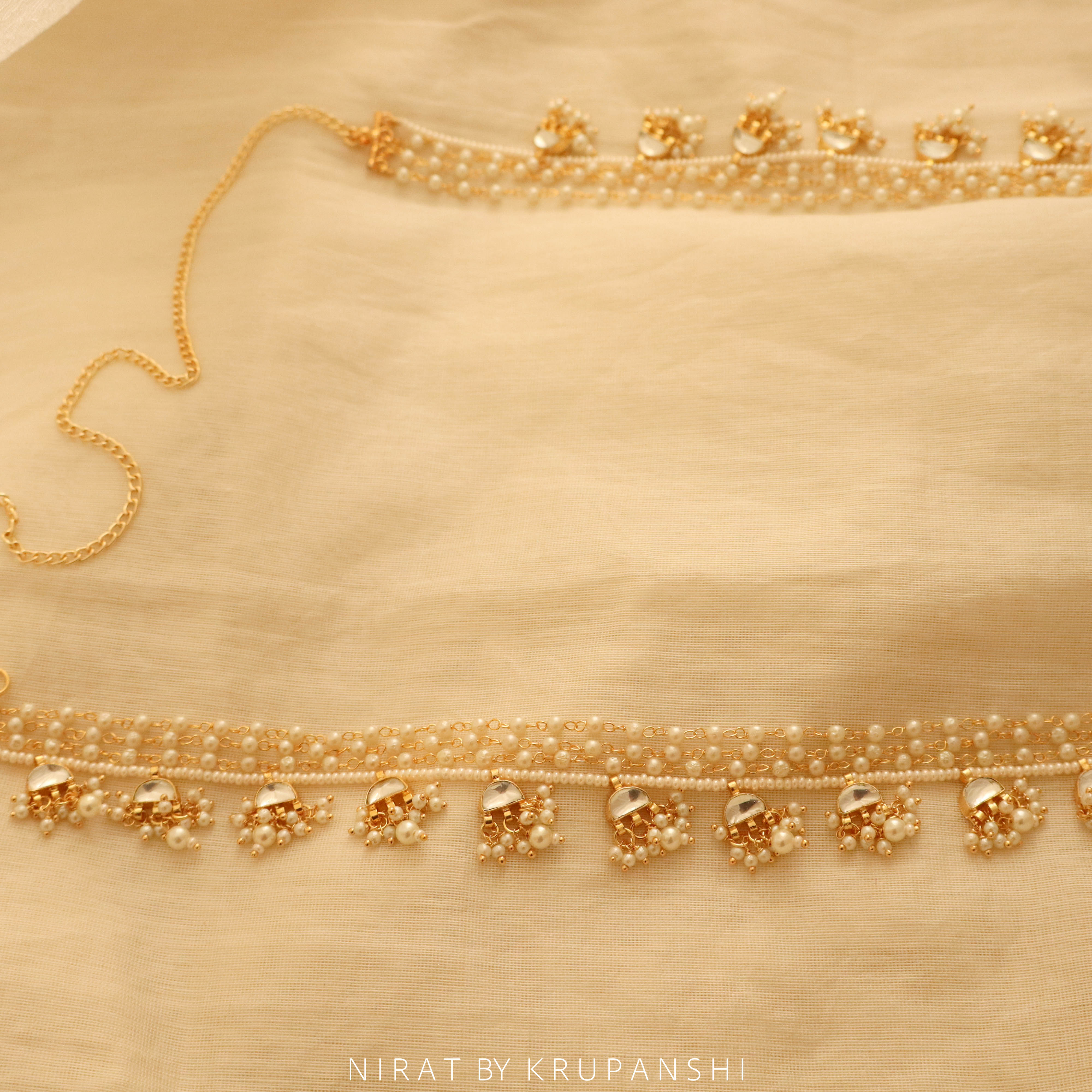 White Kundan Waistchain