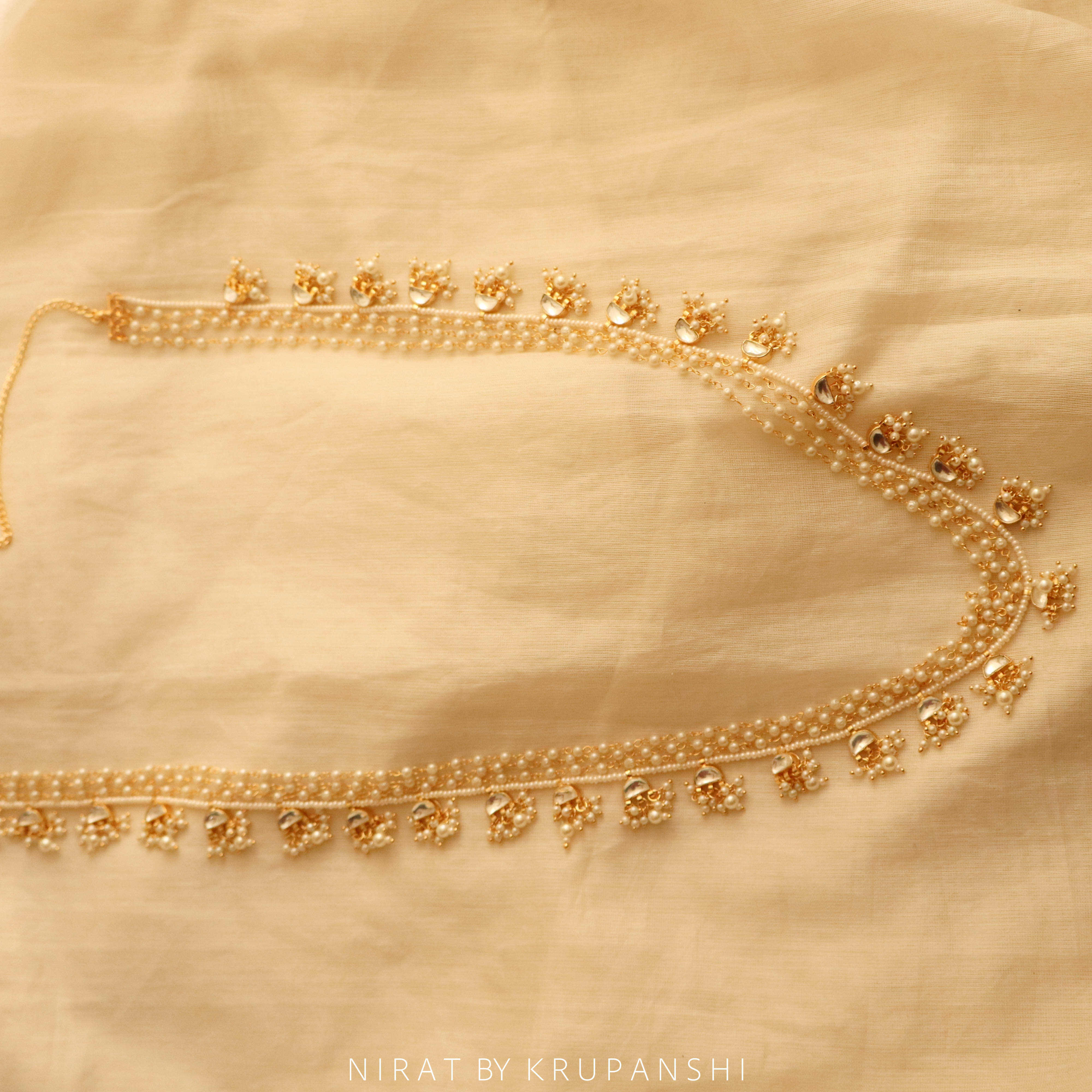 White Kundan Waistchain