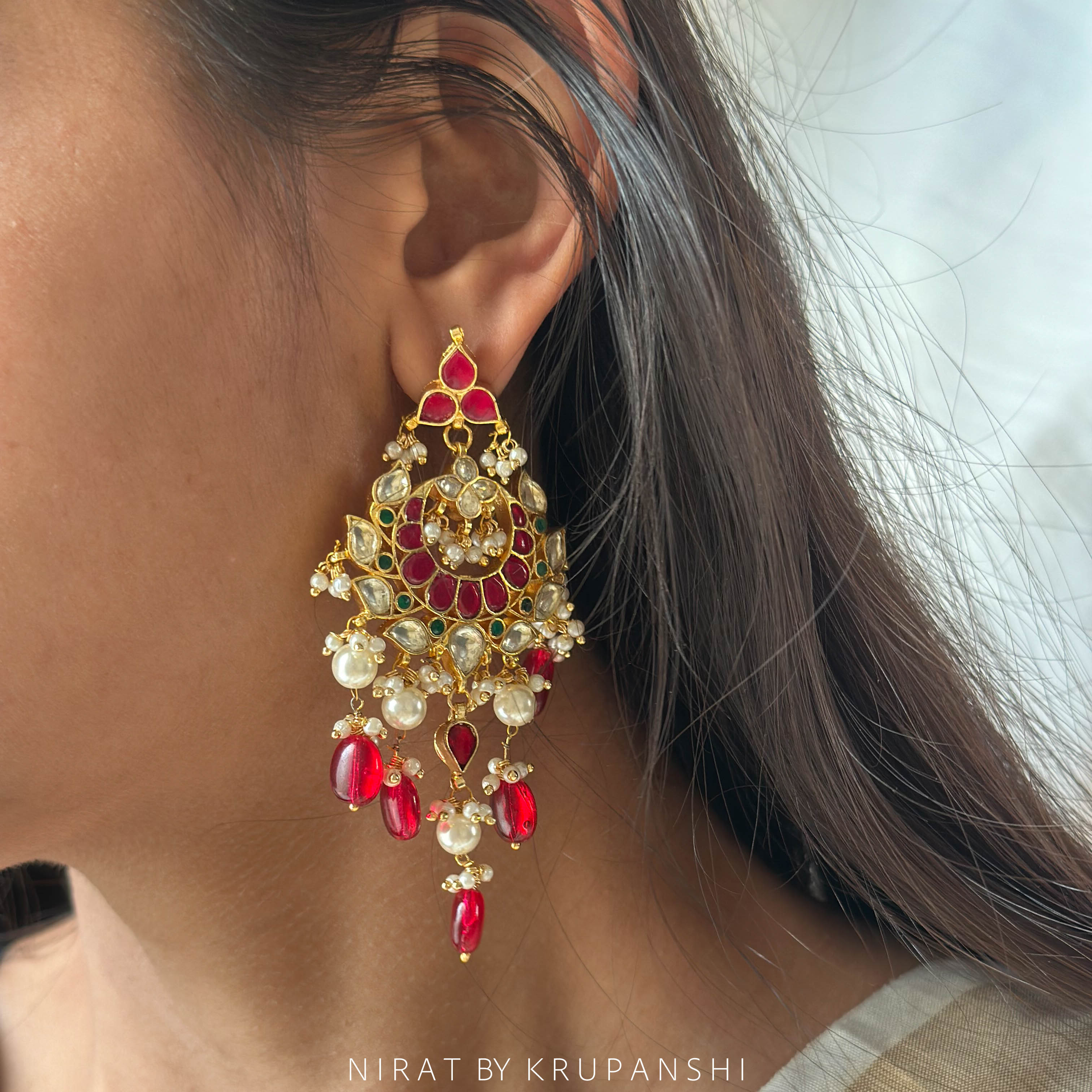 Kamal Red Stone Earring