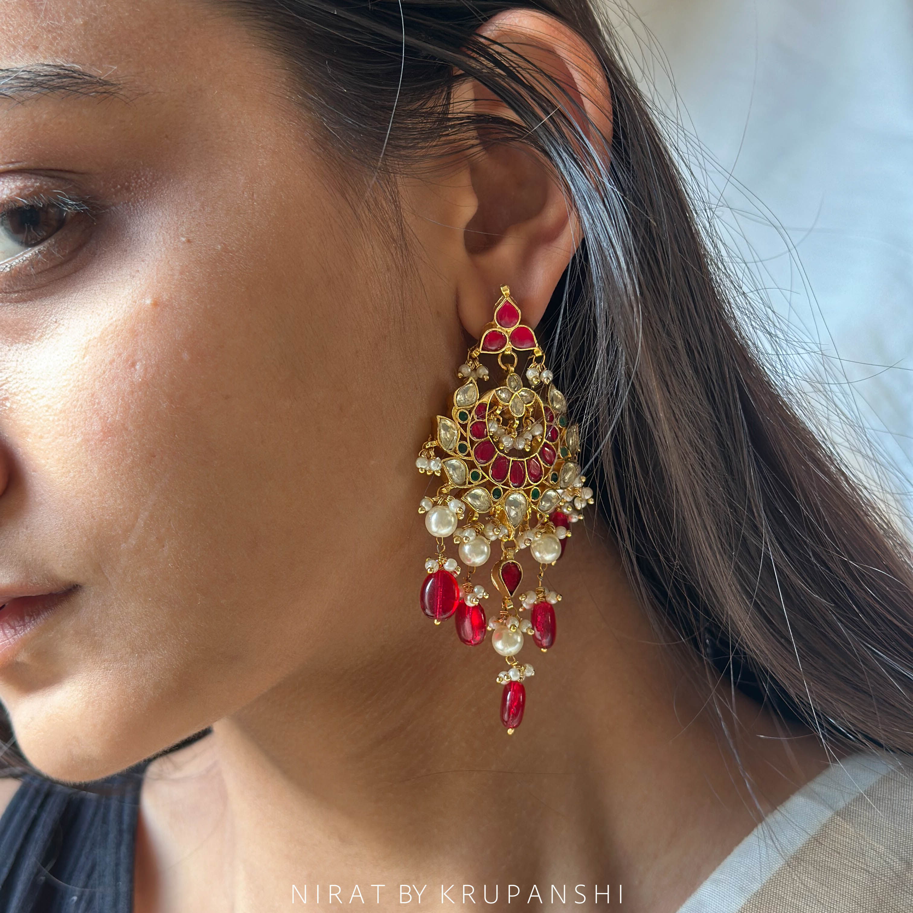 Kamal Red Stone Earring