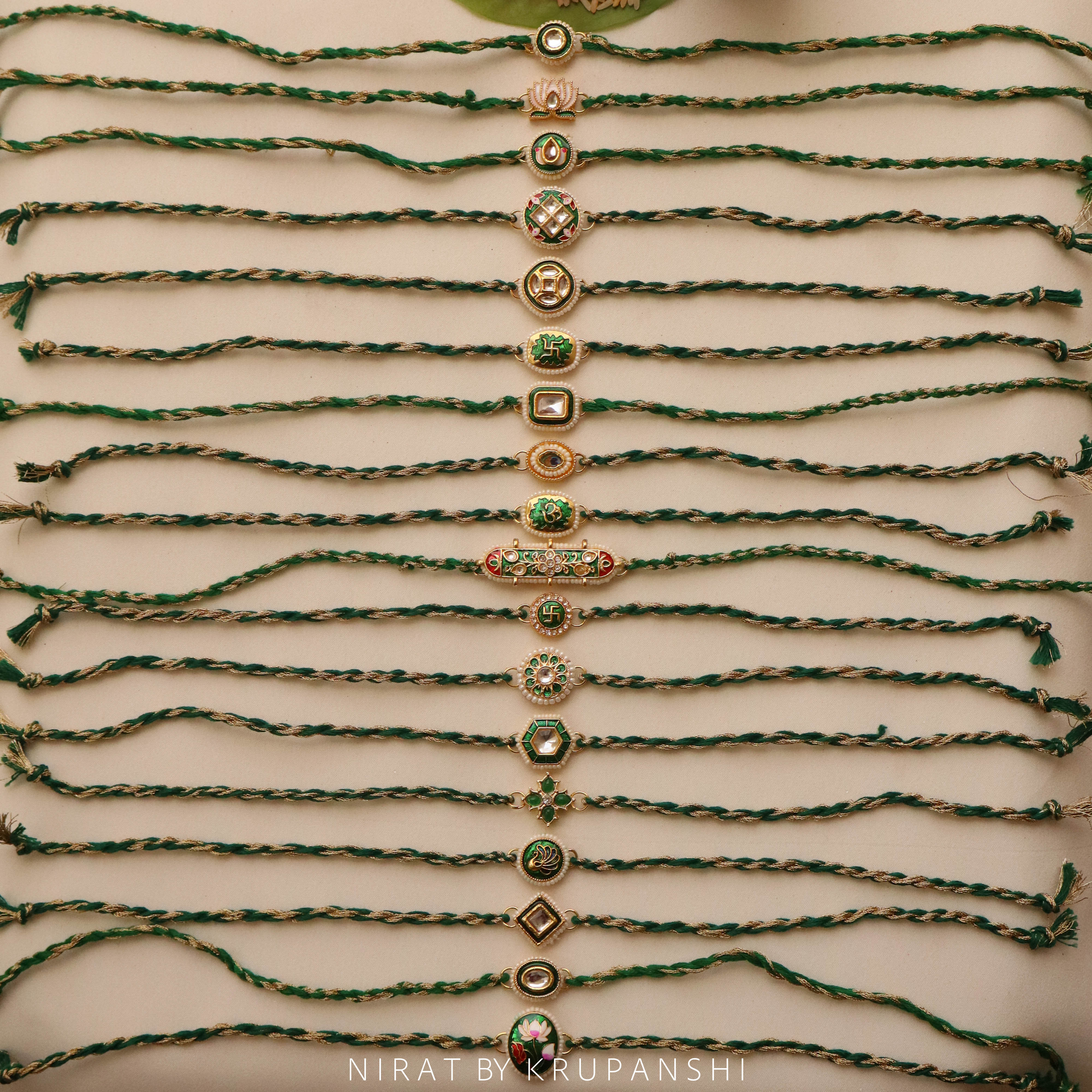 Green-Gold Thread Rakhi