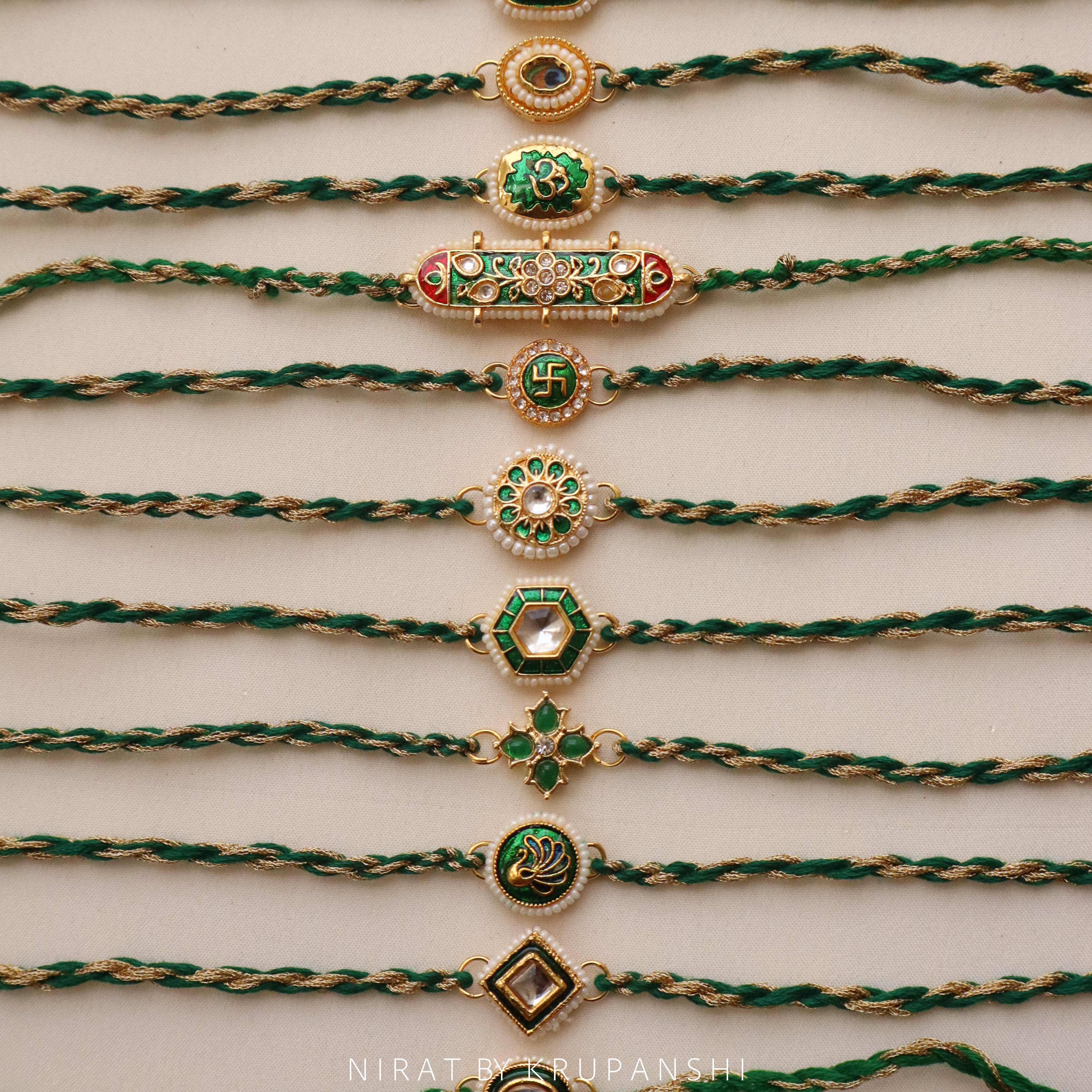 Green-Gold Thread Rakhi