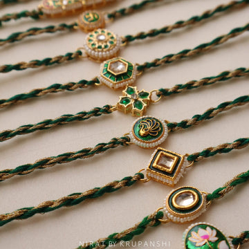 Green-Gold Thread Rakhi