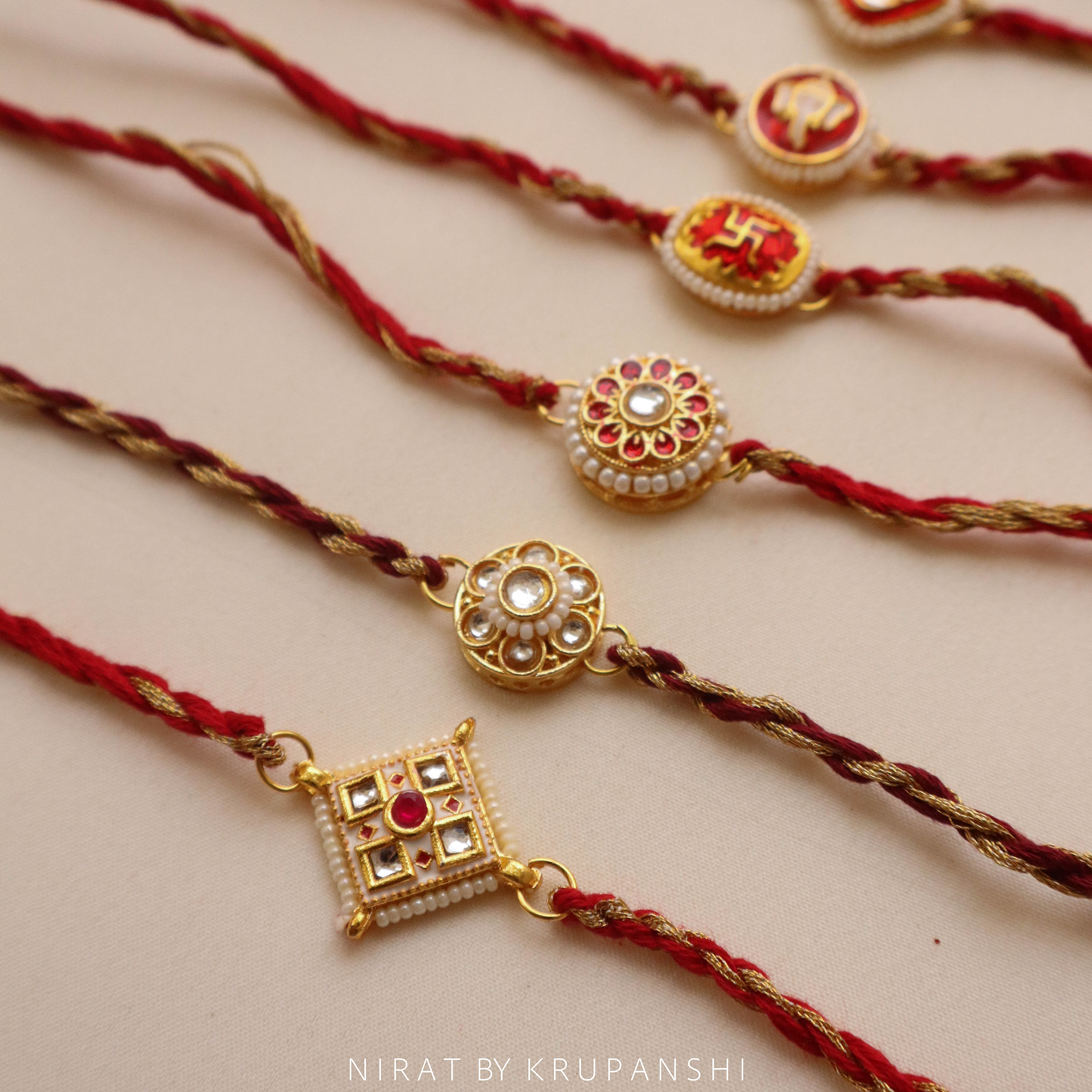 Red Gold Thread Rakhi