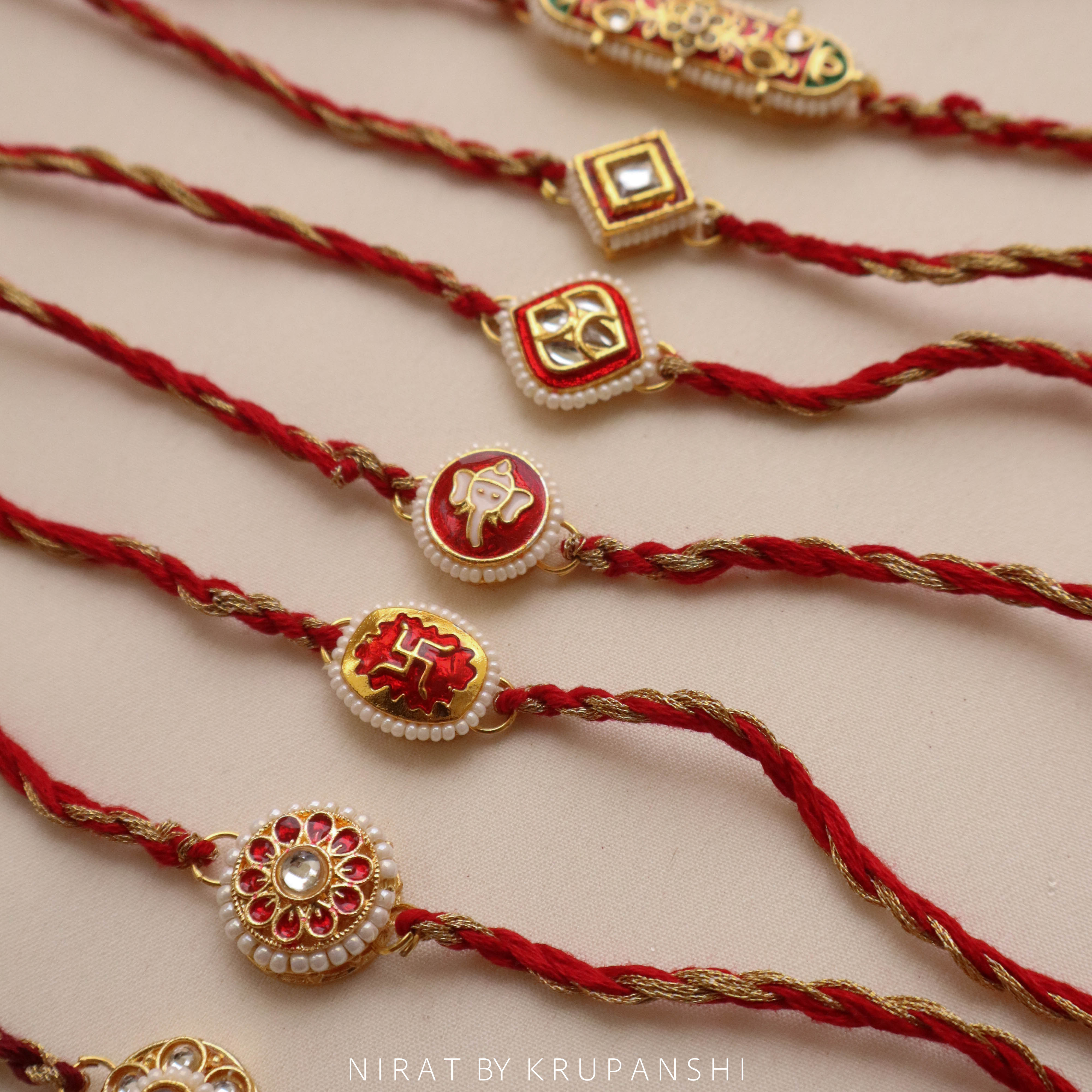 Red Gold Thread Rakhi