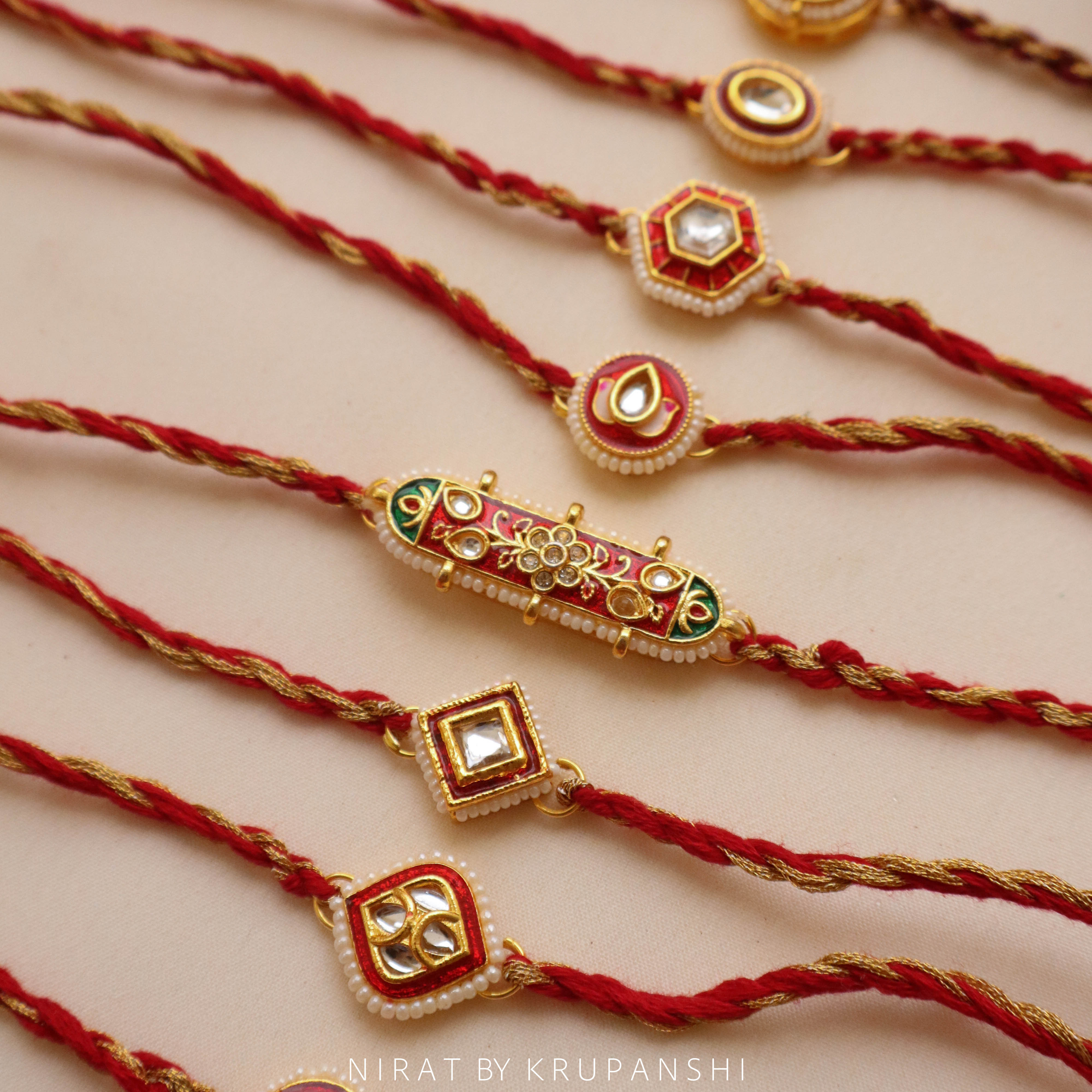 Red Gold Thread Rakhi