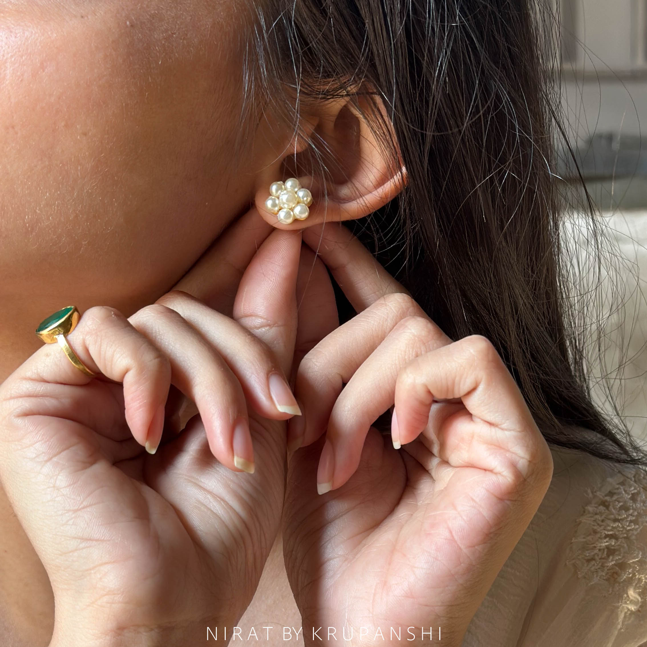 Floral Pearl Stud