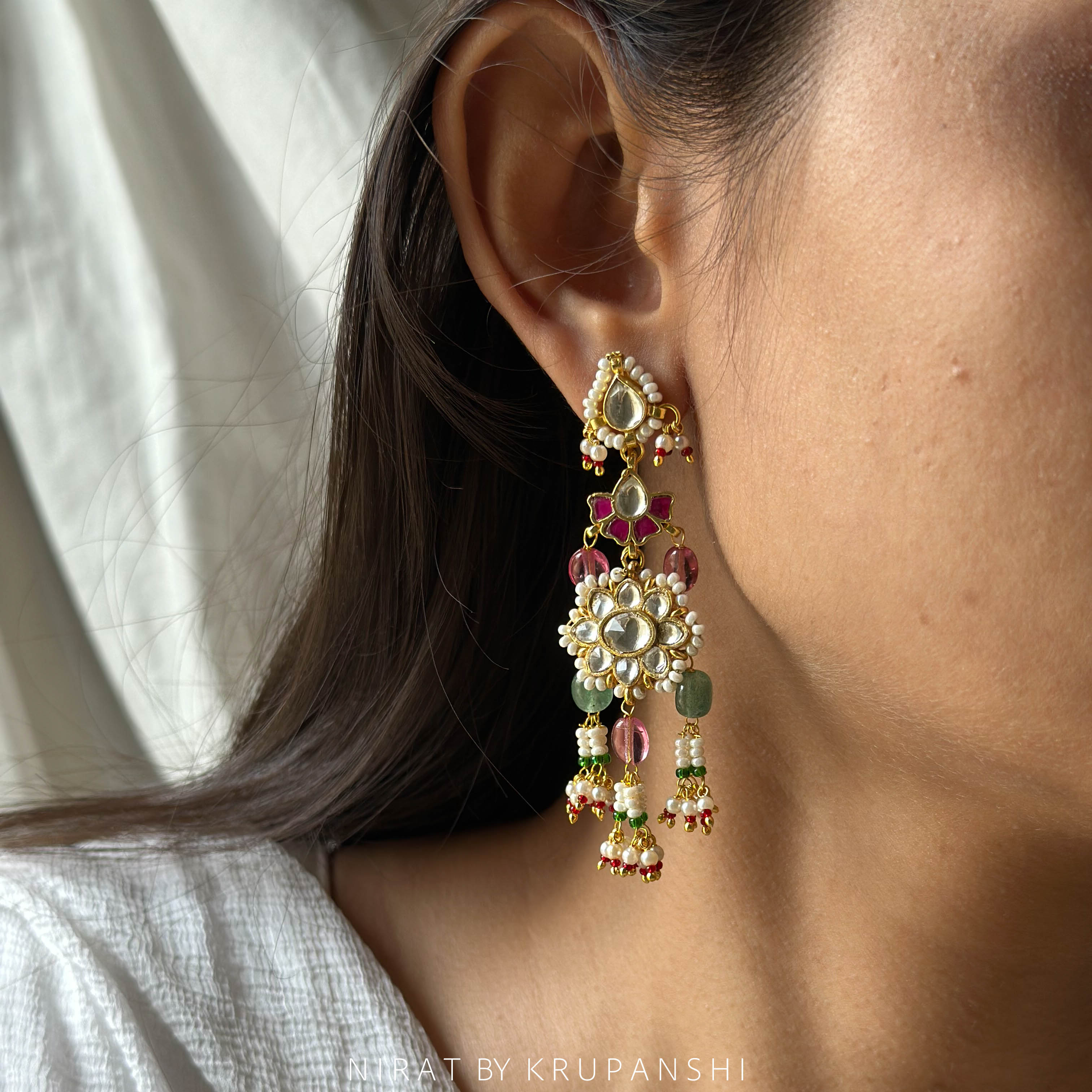 Gulistan - Sunflower earring with Natural stones
