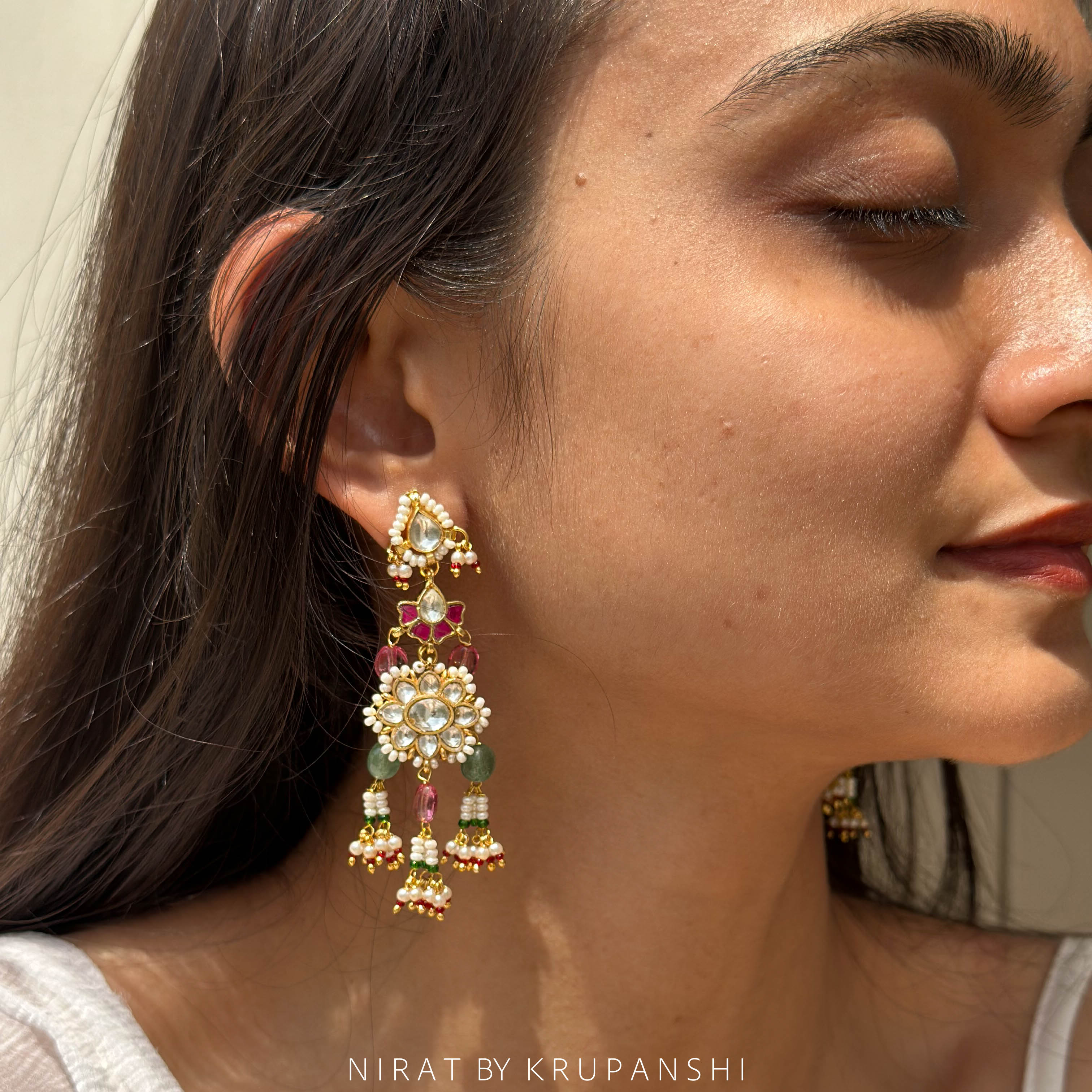 Gulistan - Sunflower earring with Natural stones