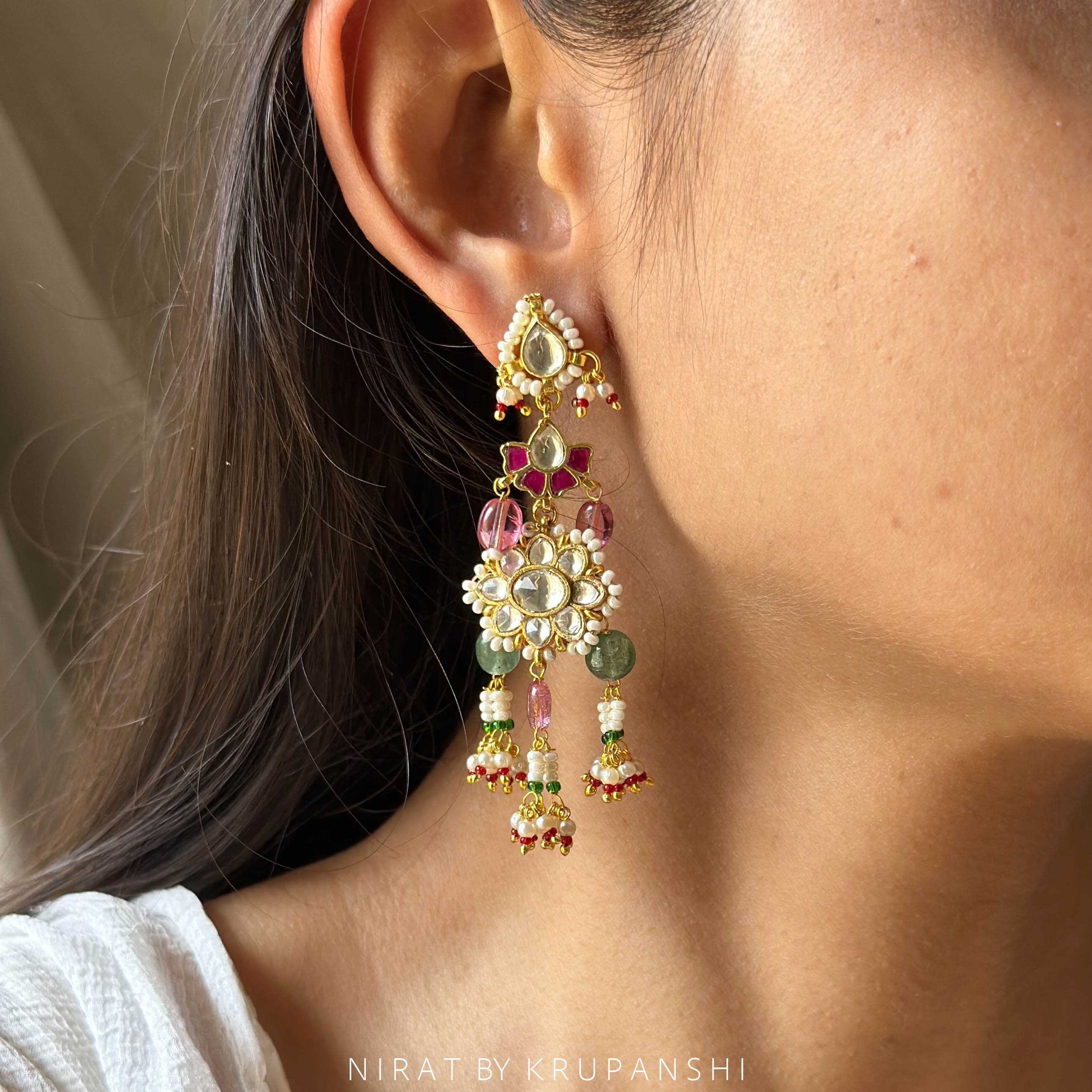 Gulistan - Sunflower earring with Natural stones