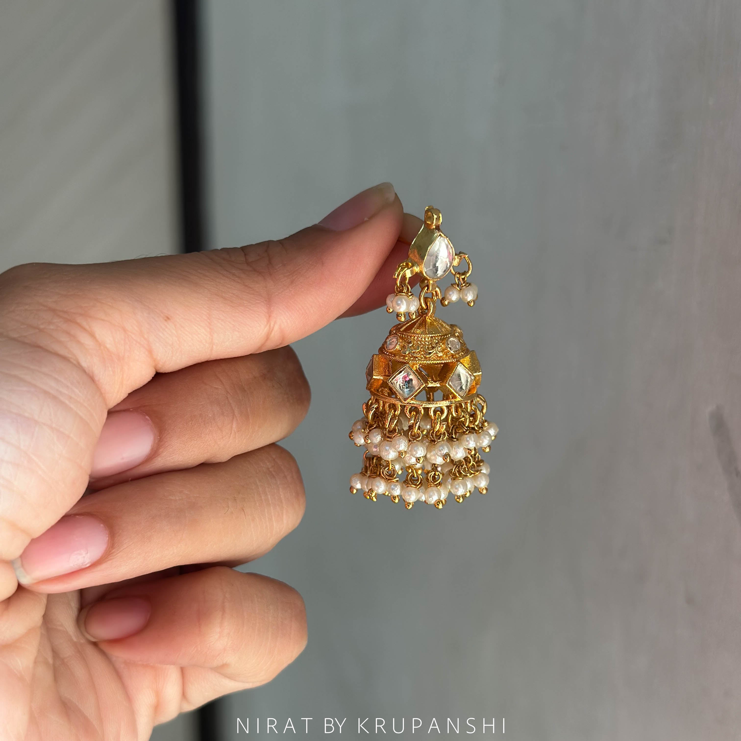 White Jhumka with Layered Jhumkis