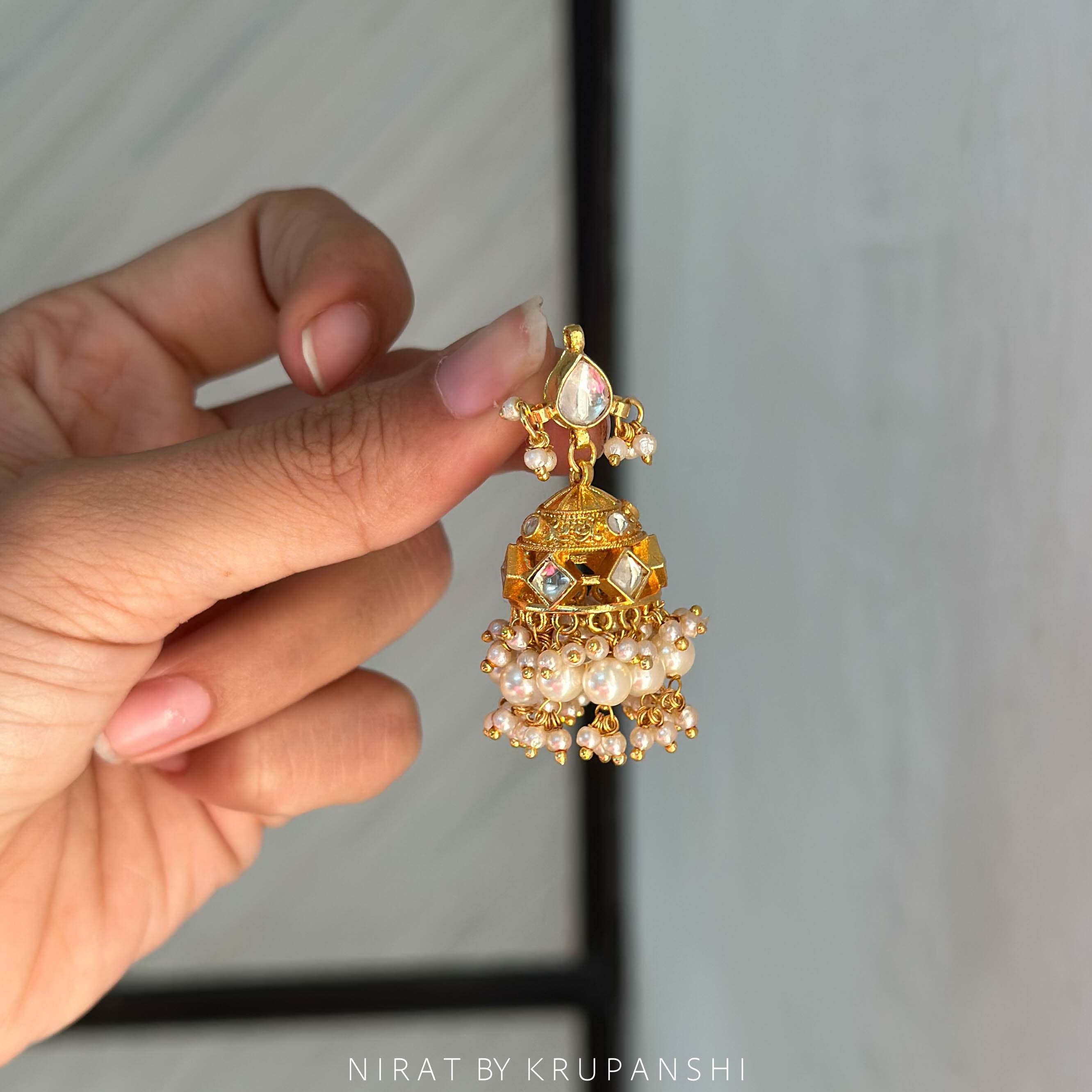 Kundan Jhumka with Pearl