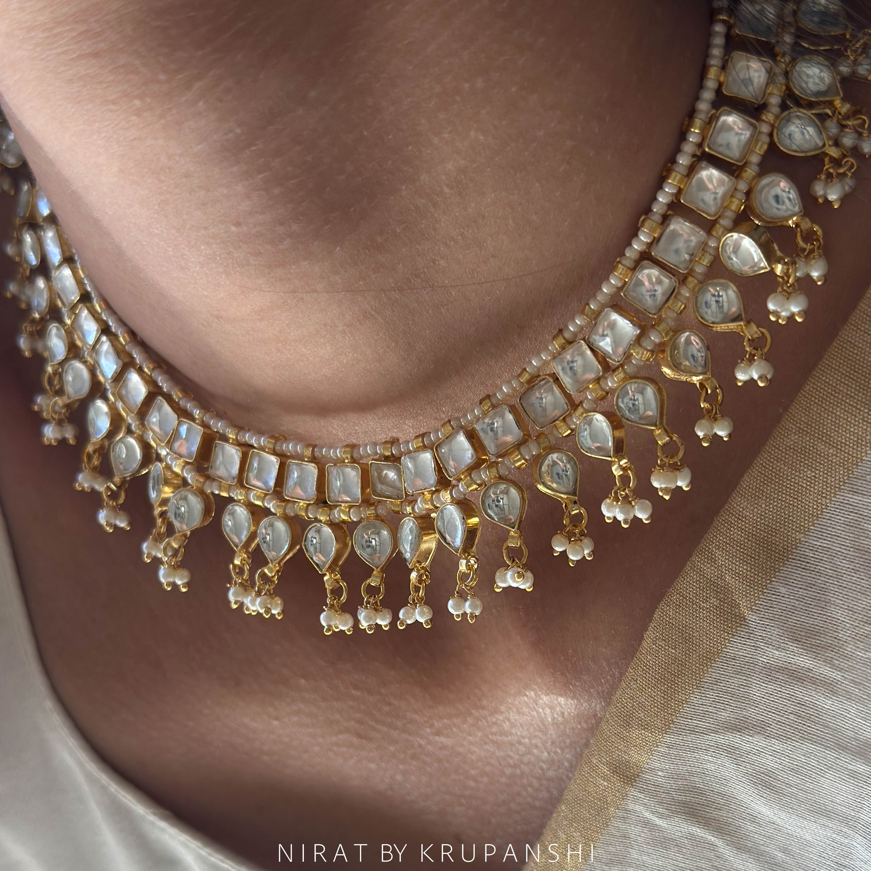 Shobha - White Kundan Royal Look Necklace