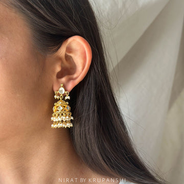 White Jhumka with Layered Jhumkis