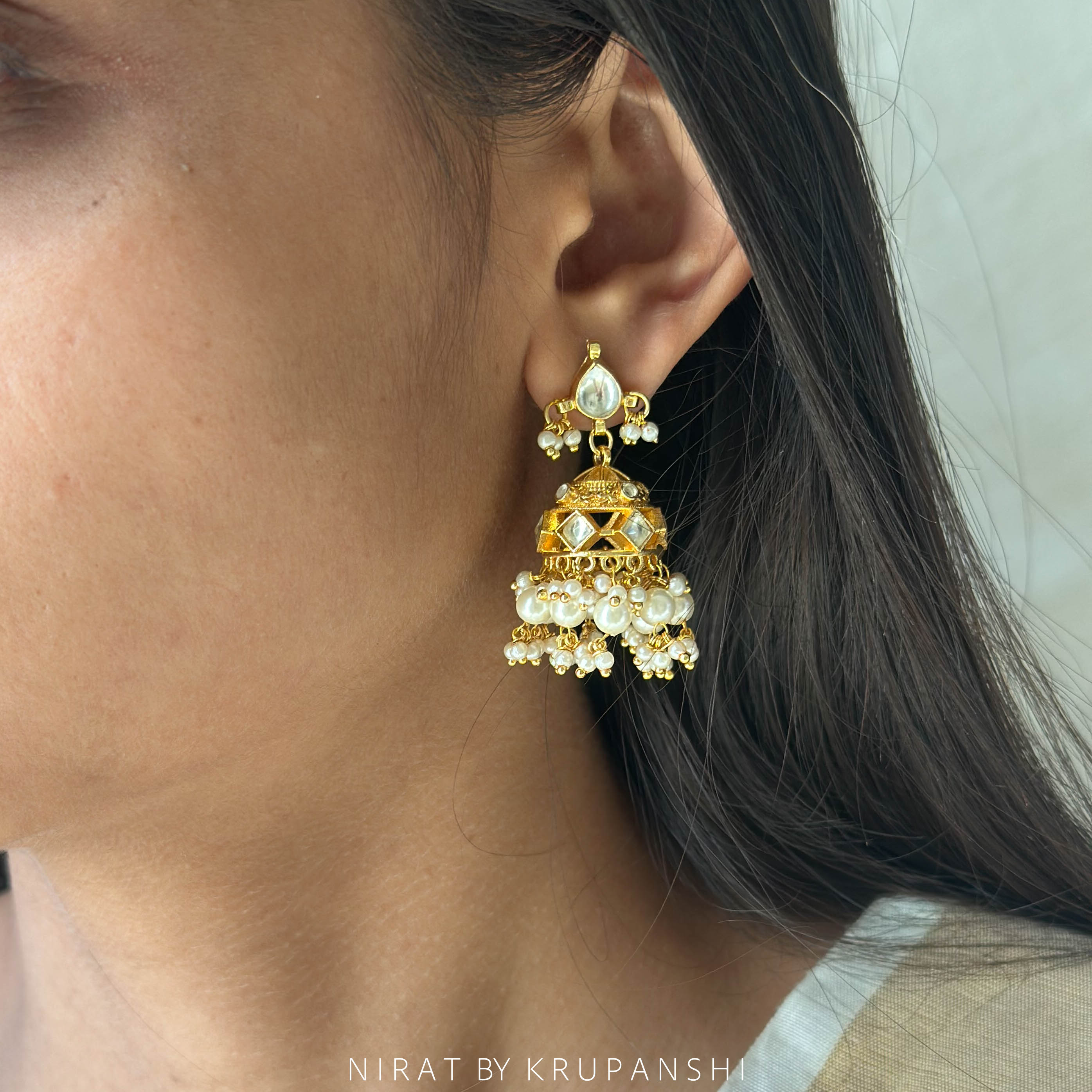 Kundan Jhumka with Pearl