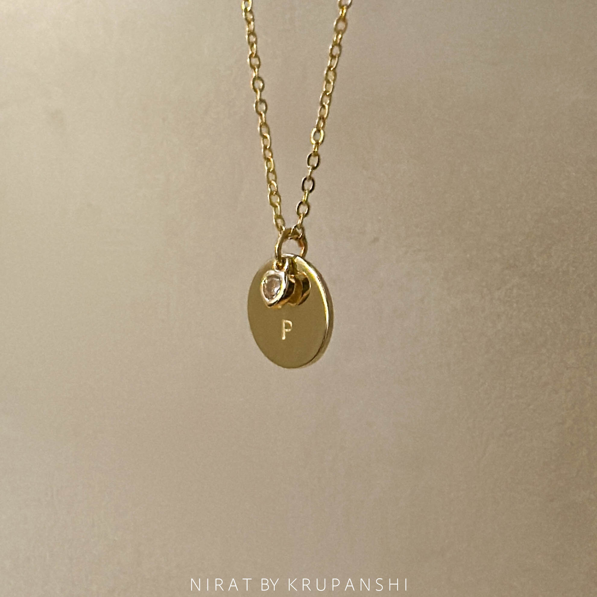 Stamp Necklace - Initial with heart charm