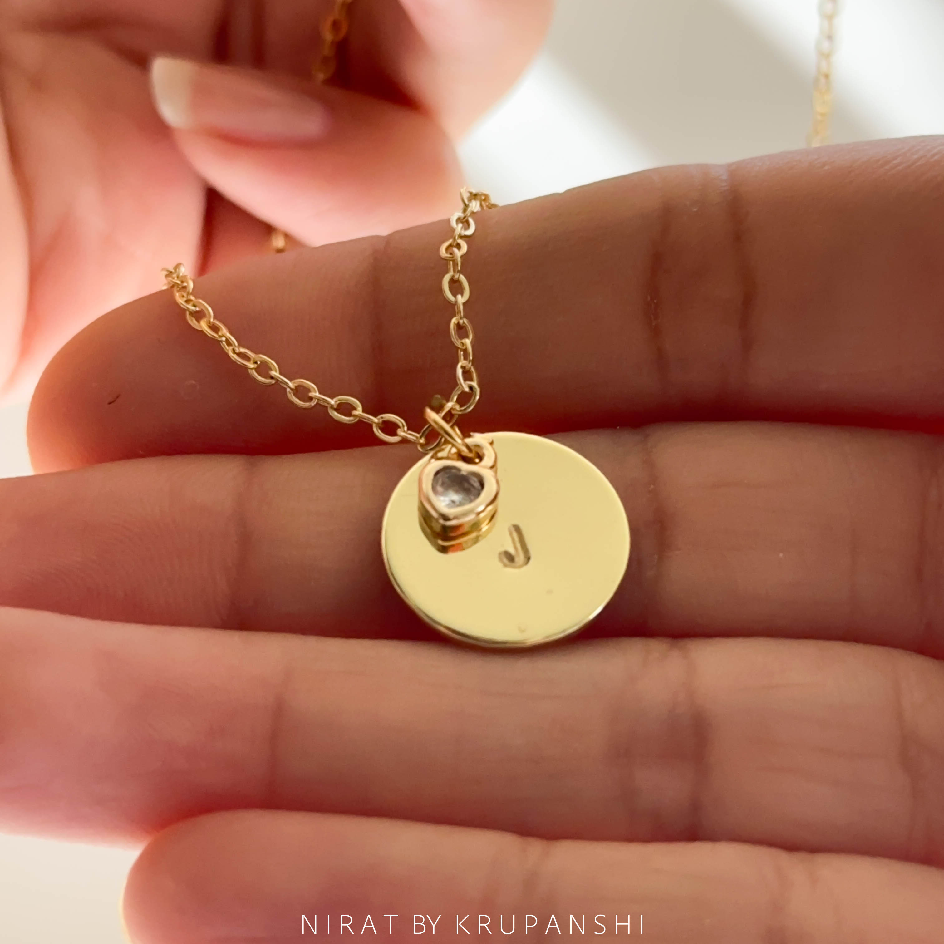 Stamp Necklace - Initial with heart charm