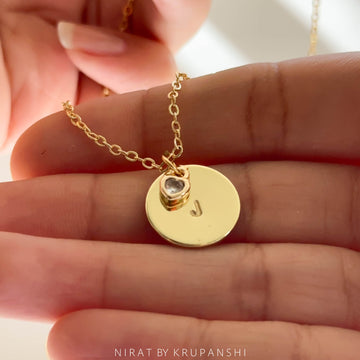 Stamp Necklace - Initial with heart charm