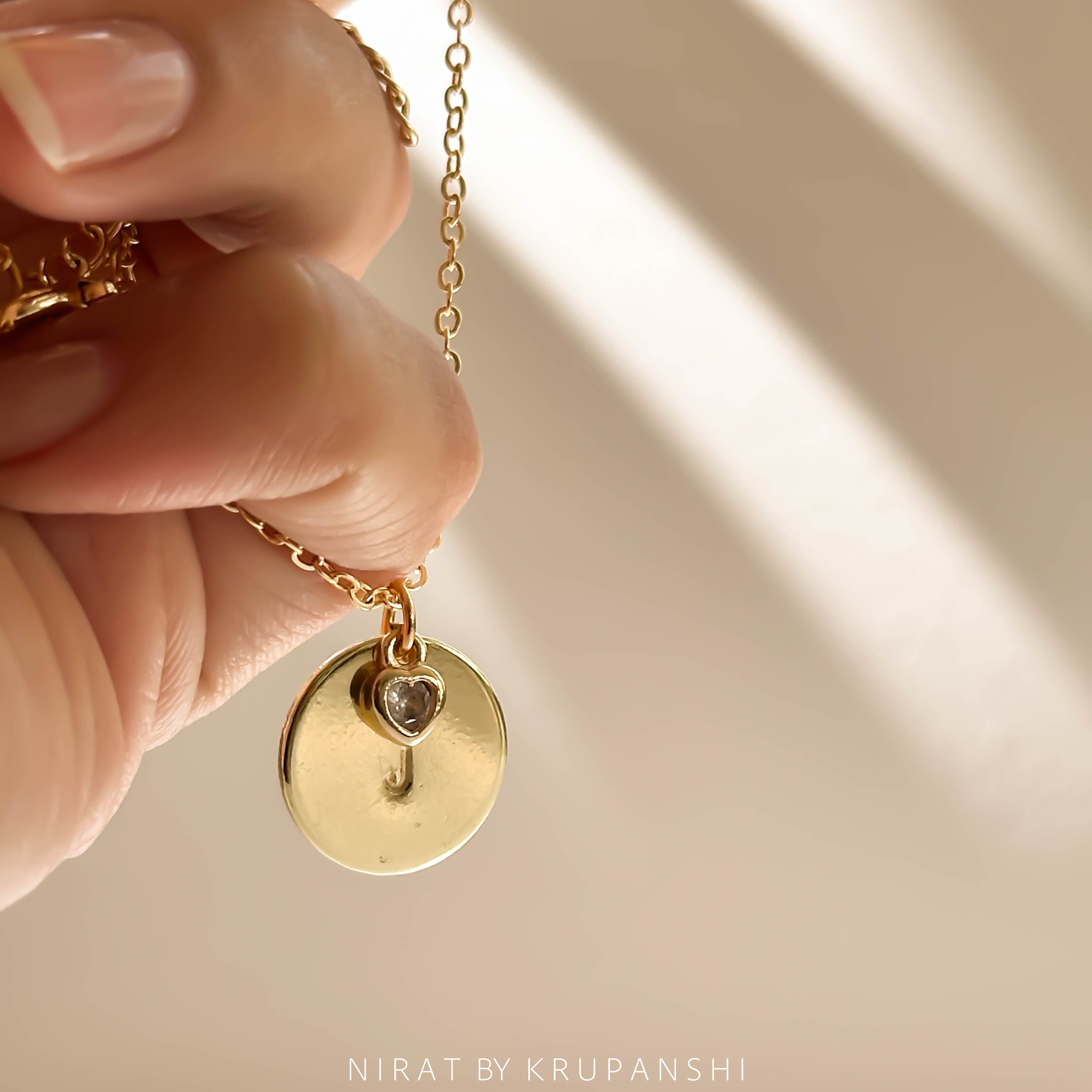 Stamp Necklace - Initial with heart charm