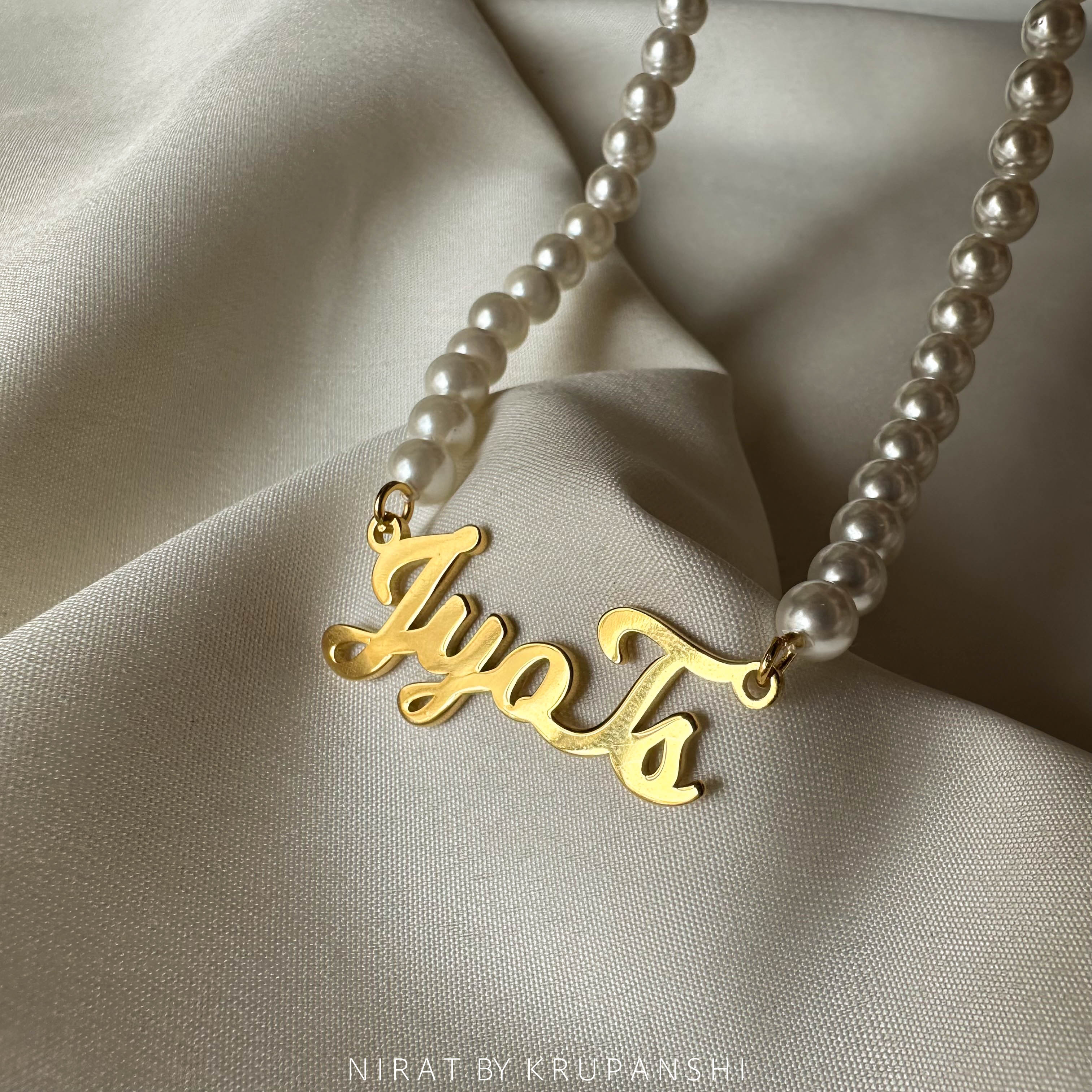 Name Pendant with Pearl Chain