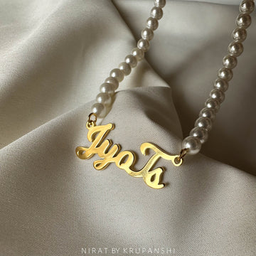 Name Pendant with Pearl Chain